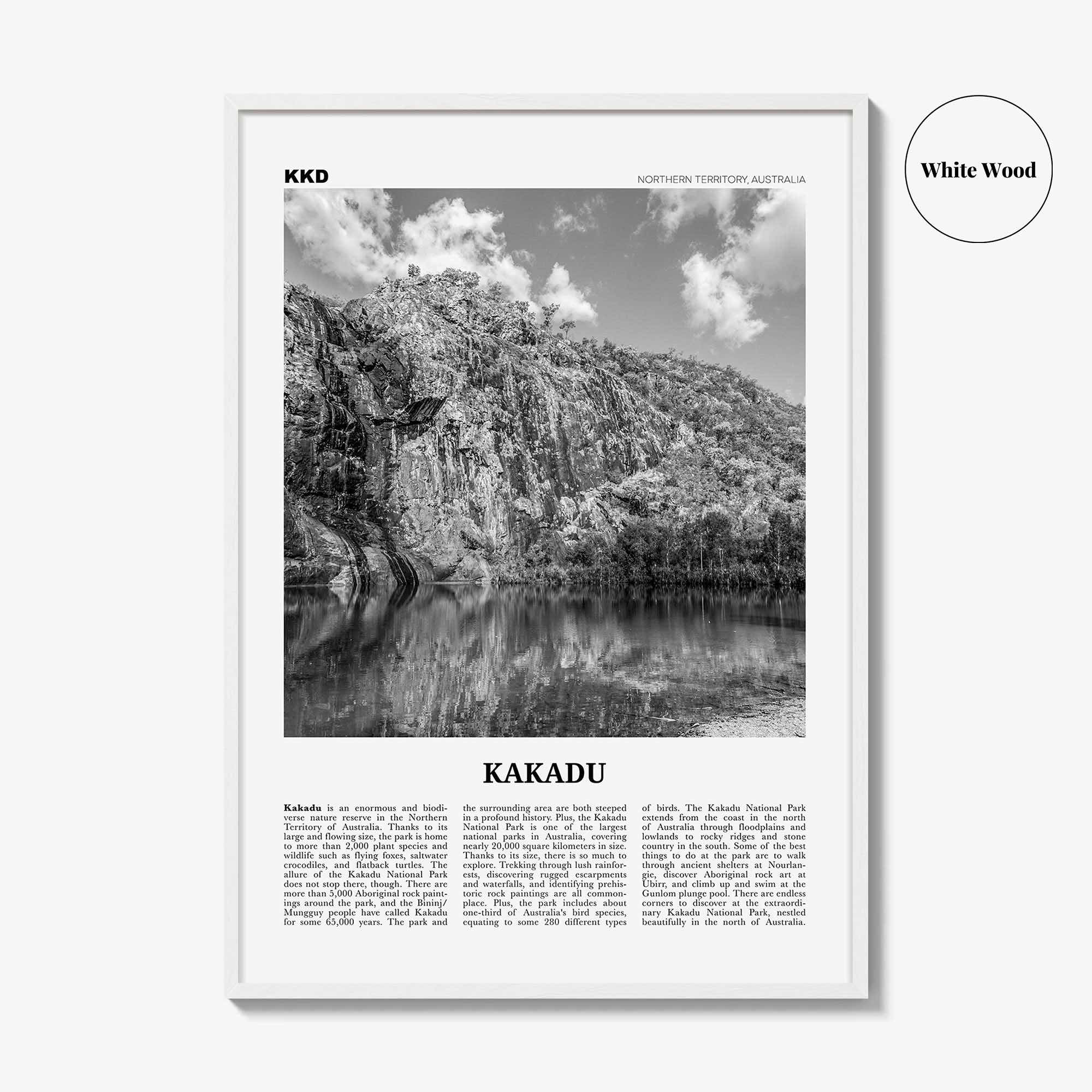 Kakadu Print Black and White, Kakadu Wall Art, Kakadu Poster, Kakadu Photo, Kakadu Wall Décor, Kakadu Map, Northern Territory, Australia