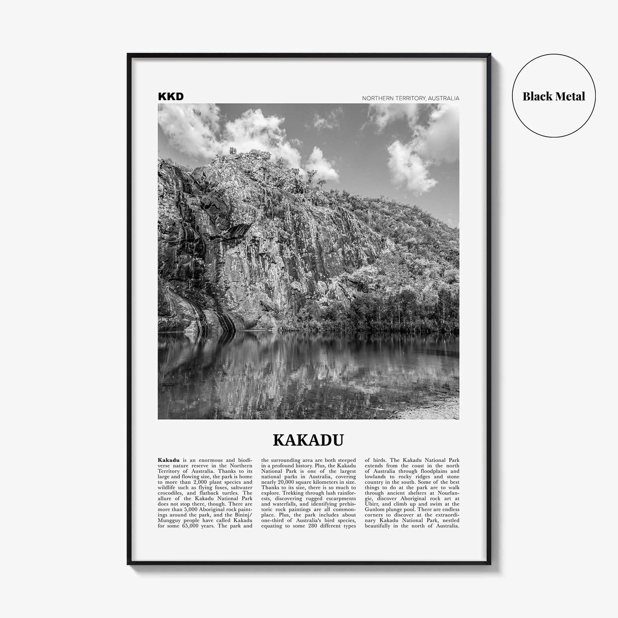 Kakadu Print Black and White, Kakadu Wall Art, Kakadu Poster, Kakadu Photo, Kakadu Wall Décor, Kakadu Map, Northern Territory, Australia