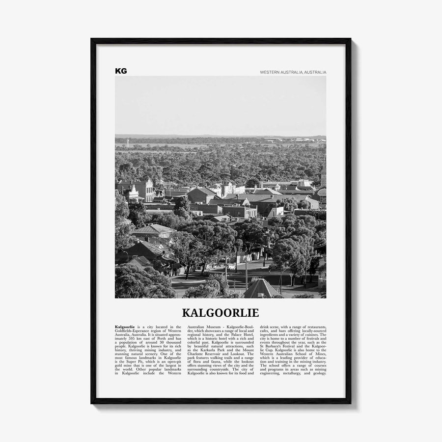 Kalgoorlie Print Black and White, Kalgoorlie Wall Art, Kalgoorlie Poster, Kalgoorlie Photo, Kalgoorlie Wall Décor, Kalgoorlie Map,