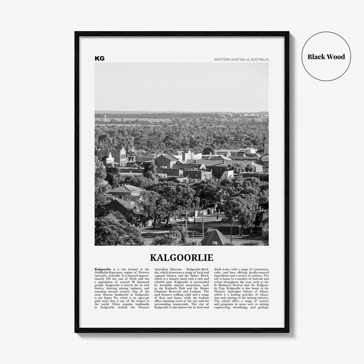 Kalgoorlie Print Black and White, Kalgoorlie Wall Art, Kalgoorlie Poster, Kalgoorlie Photo, Kalgoorlie Wall Décor, Kalgoorlie Map,