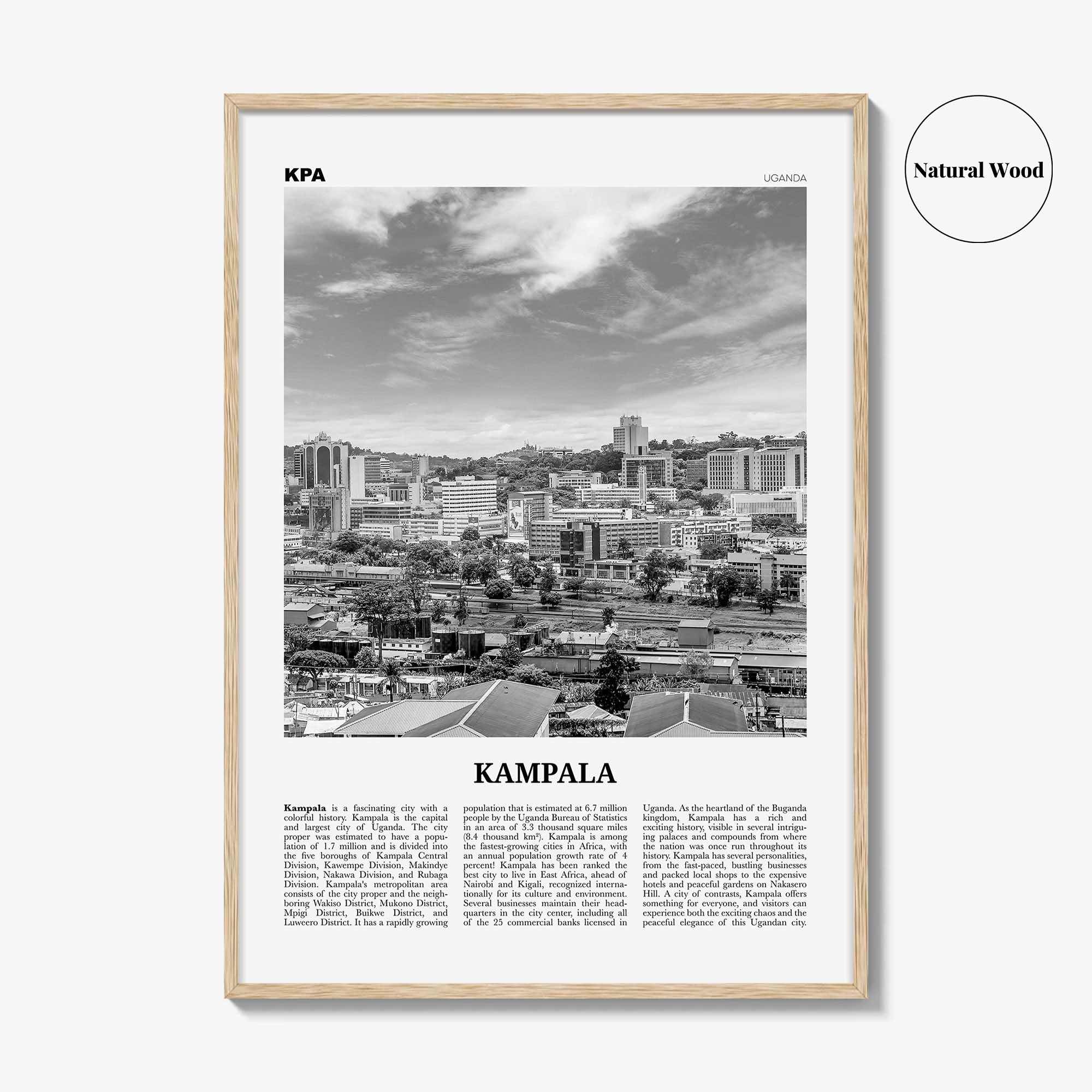 Kampala Print Black and White, Kampala Wall Art, Kampala Poster, Kampala Photo, Kampala Wall Decor, City Art Print, Uganda, Africa