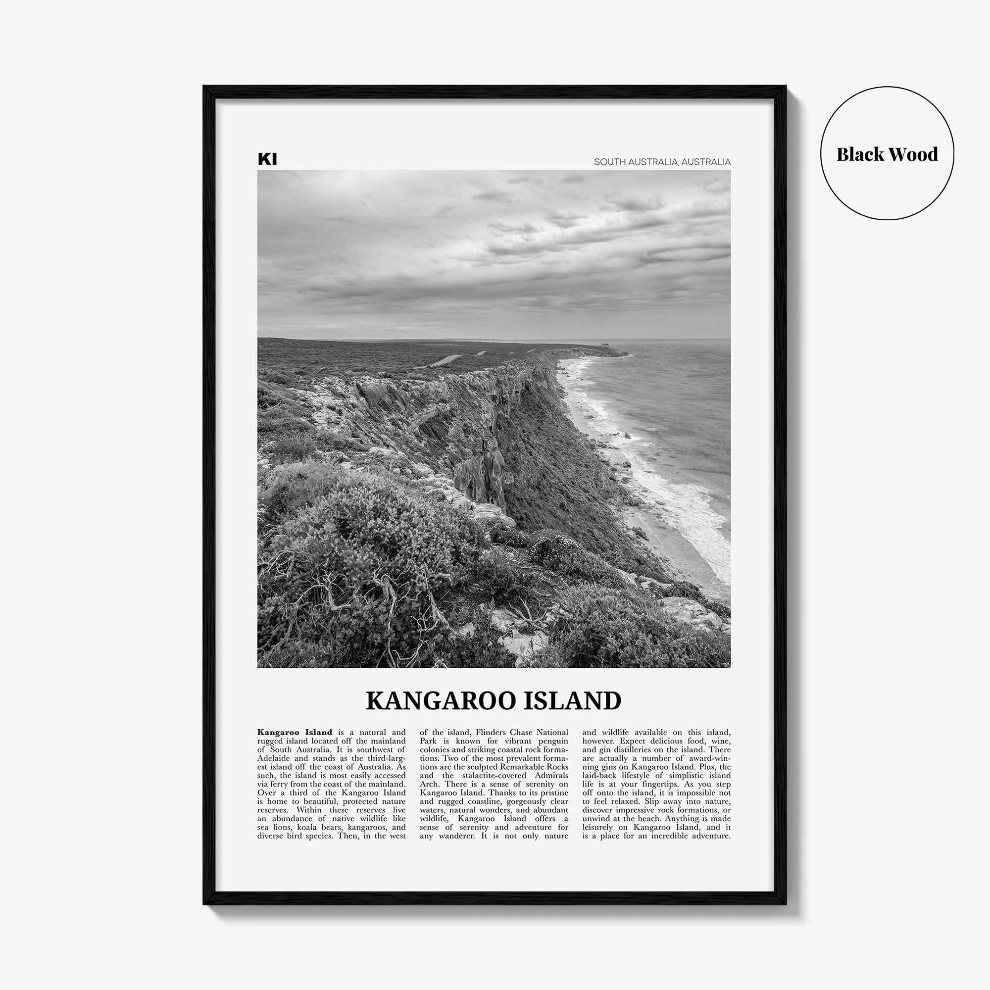 Kangaroo Island Print Black and White, Kangaroo Island Wall Art, Kangaroo Island Poster, Kangaroo Photo, Kangaroo Wall Décor, Australia