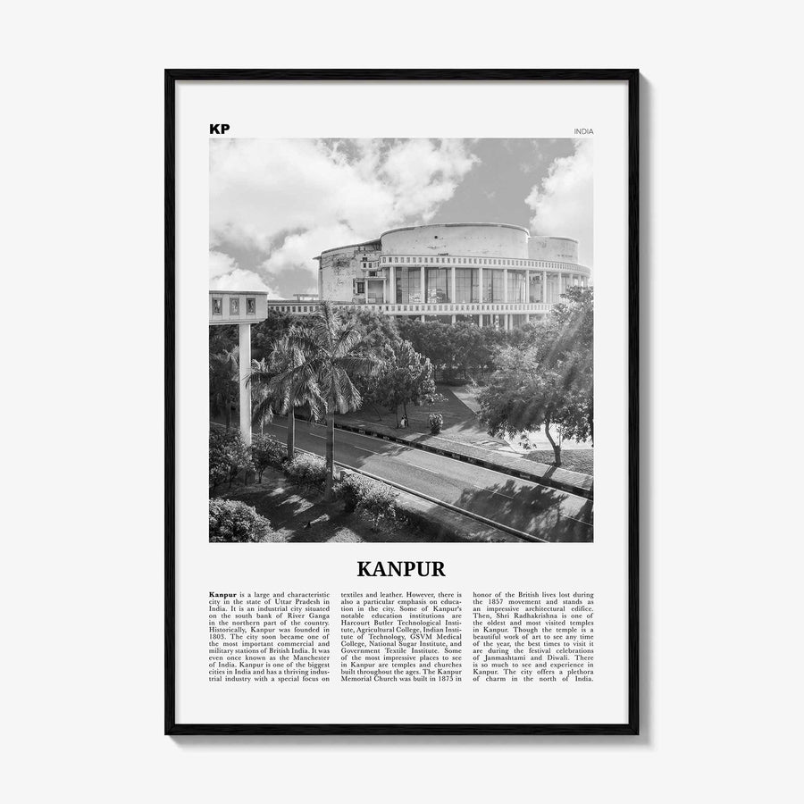 Kanpur Print Black and White, Kanpur Wall Art, Kanpur Poster, Kanpur Photo, Kanpur Wall Décor, Kanpur Map, India