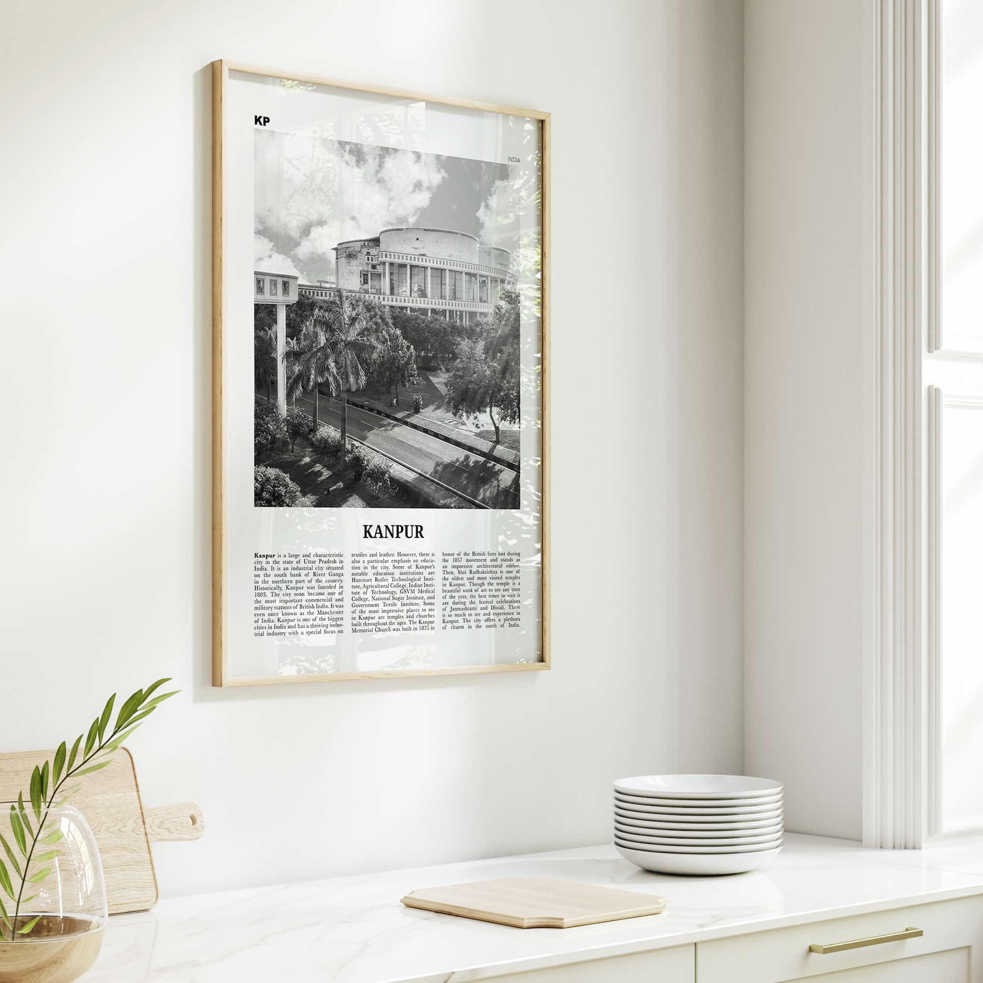 Kanpur Print Black and White, Kanpur Wall Art, Kanpur Poster, Kanpur Photo, Kanpur Wall Décor, Kanpur Map, India