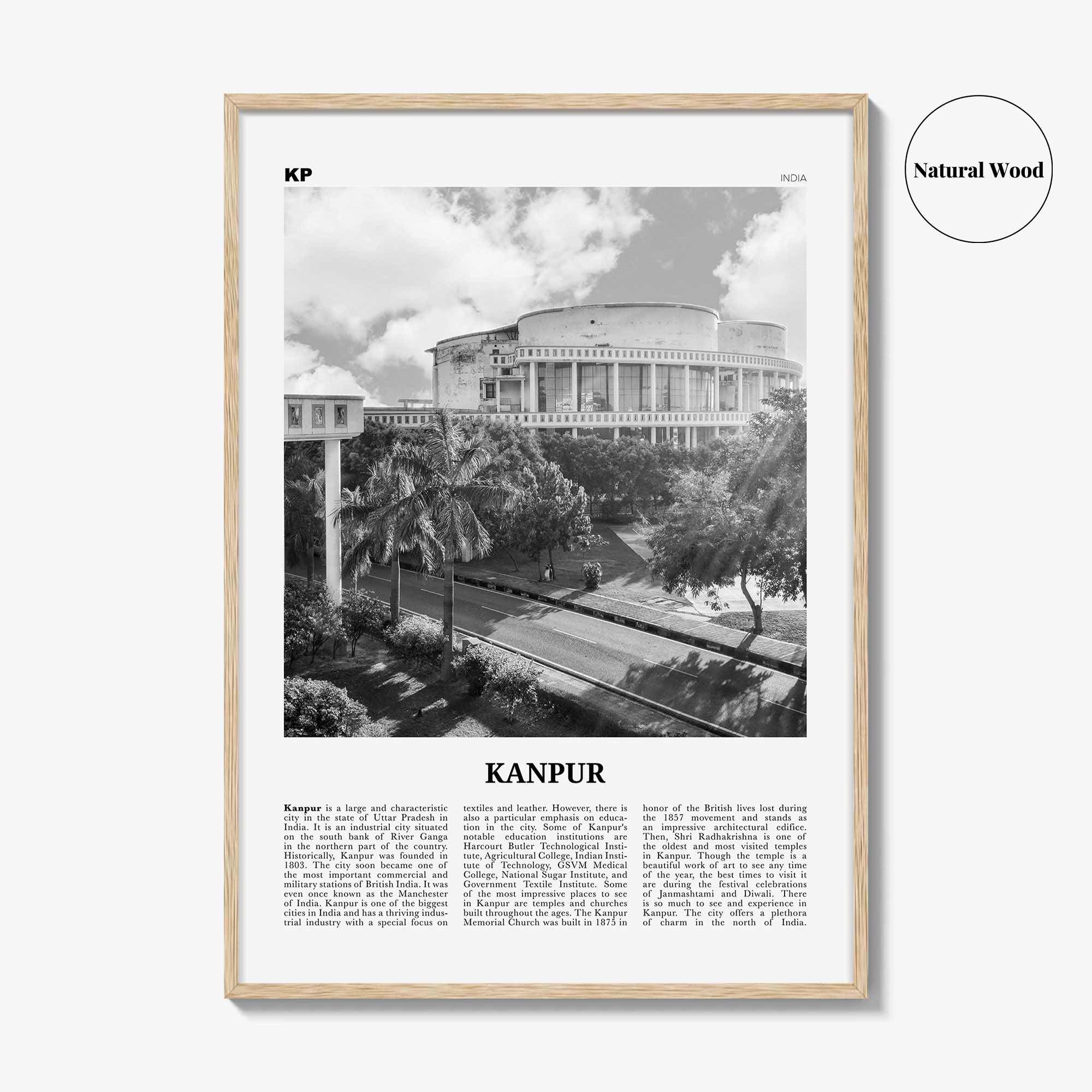 Kanpur Print Black and White, Kanpur Wall Art, Kanpur Poster, Kanpur Photo, Kanpur Wall Décor, Kanpur Map, India