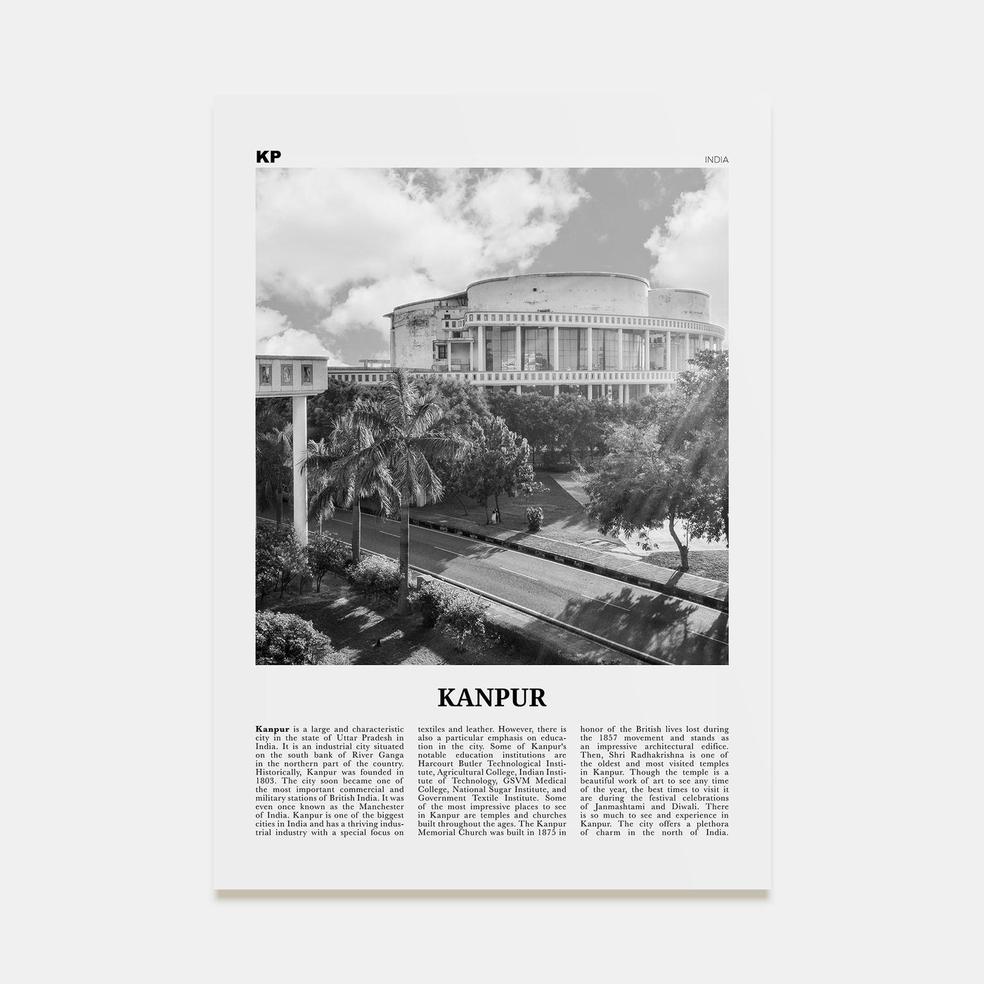 Kanpur Travel B&W Poster