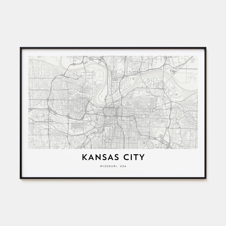 Kansas City Map Landscape Poster