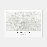 Kansas City Map Landscape Poster