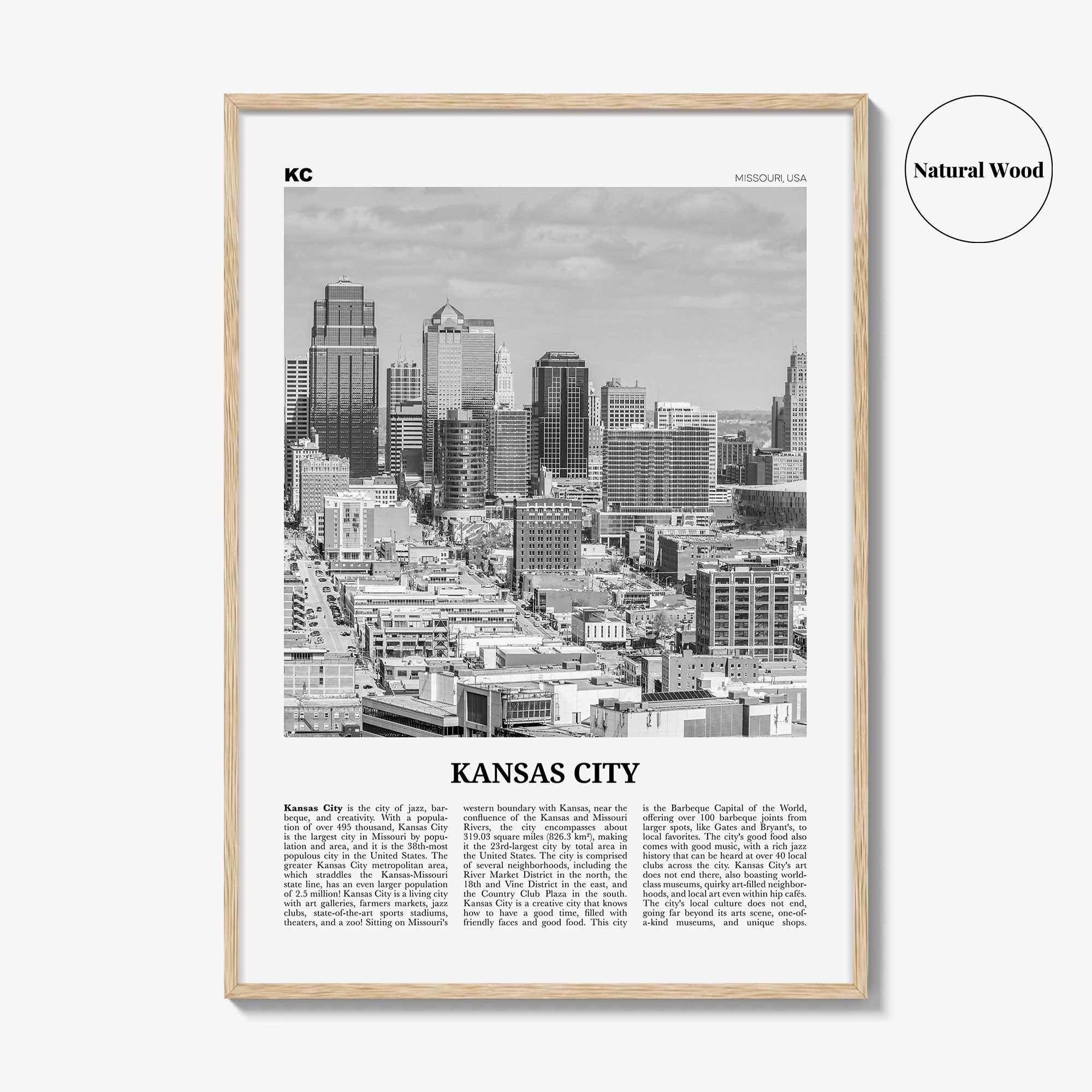 Kansas City Print Black and White No 1, Kansas City Wall Art, Kansas City Poster, Kansas City Photo, Missouri, USA, United States