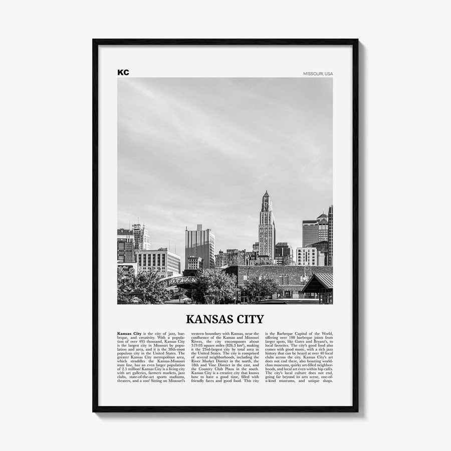 Kansas City Print Black and White No 2, Kansas City Wall Art, Kansas City Poster, Kansas City Photo, Missouri, USA, United States