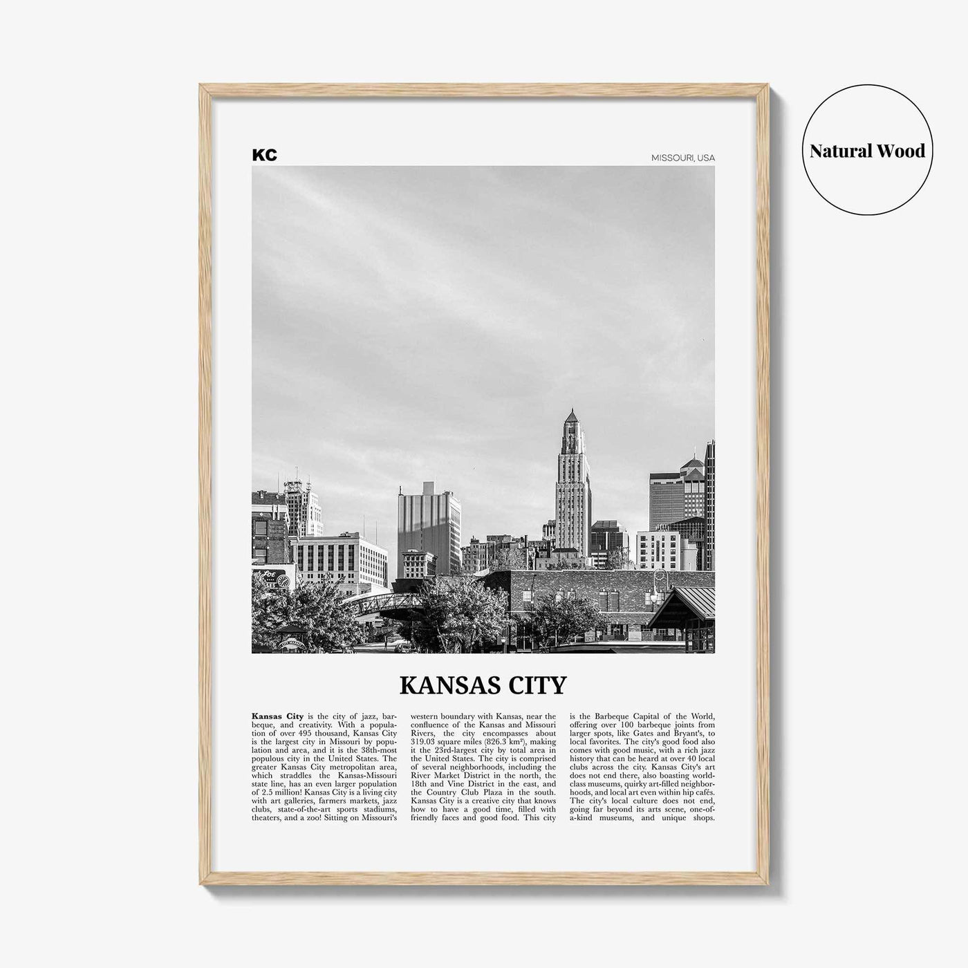 Kansas City Print Black and White No 2, Kansas City Wall Art, Kansas City Poster, Kansas City Photo, Missouri, USA, United States