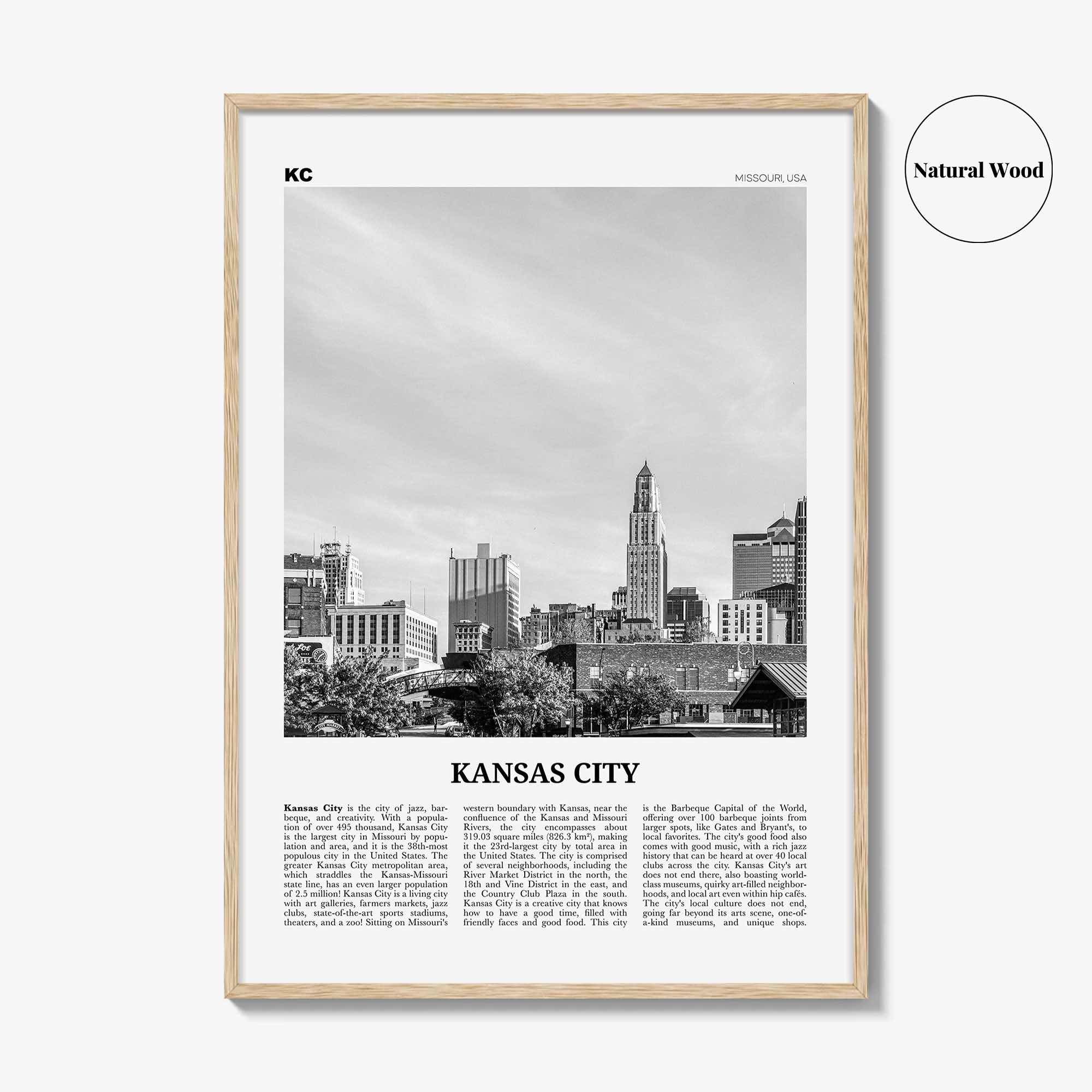 Kansas City Print Black and White No 2, Kansas City Wall Art, Kansas City Poster, Kansas City Photo, Missouri, USA, United States