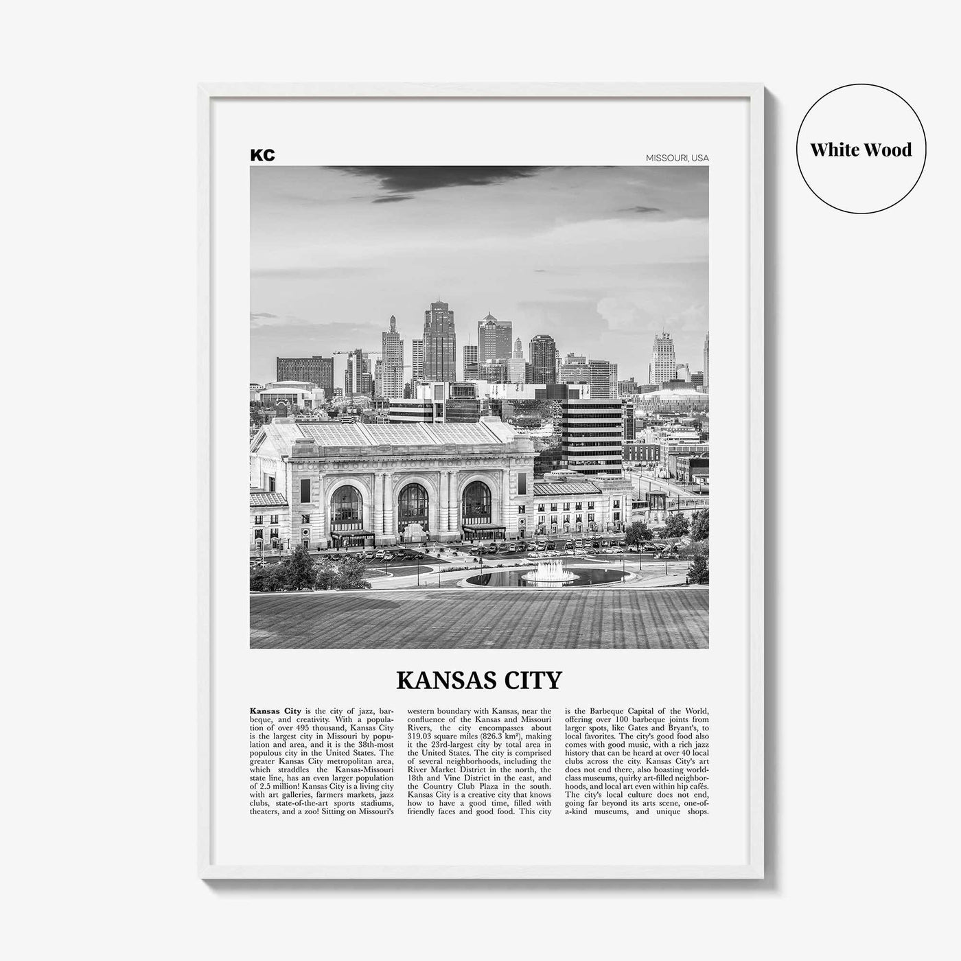 Kansas City Print Black and White No 3, Kansas City Wall Art, Kansas City Poster, Kansas City Photo, Missouri, USA, United States