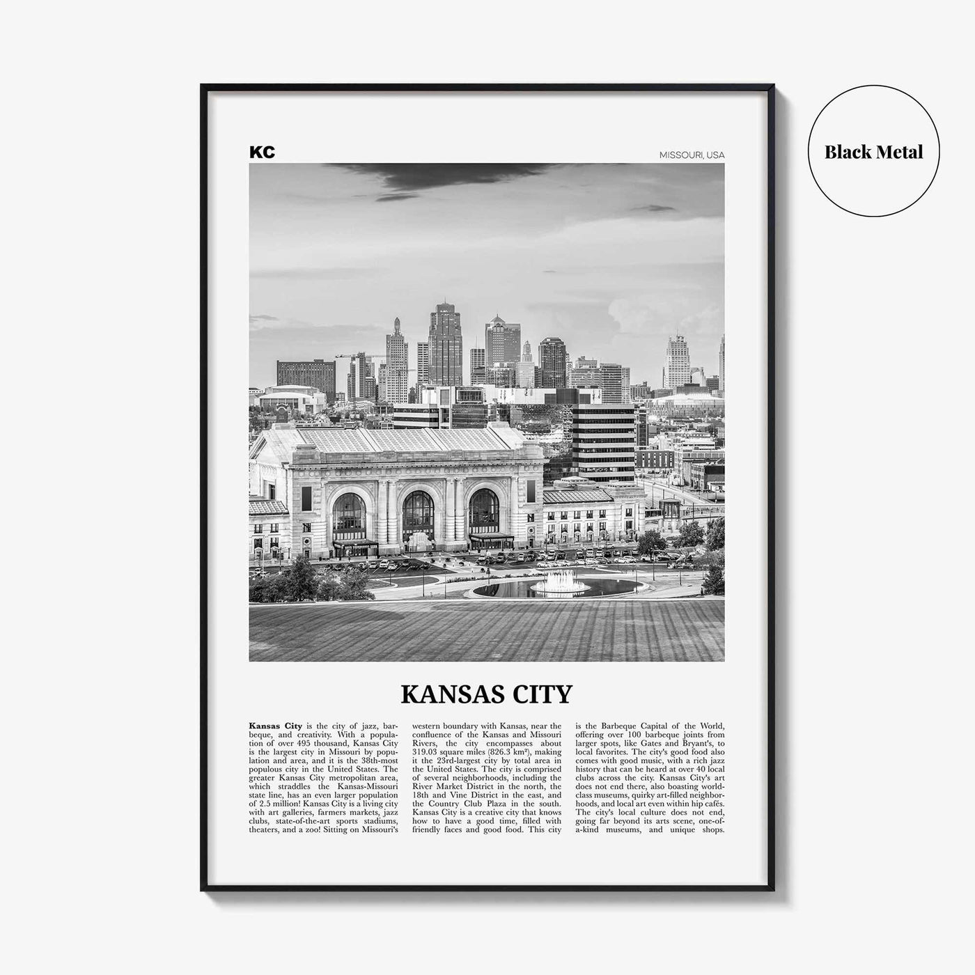 Kansas City Print Black and White No 3, Kansas City Wall Art, Kansas City Poster, Kansas City Photo, Missouri, USA, United States