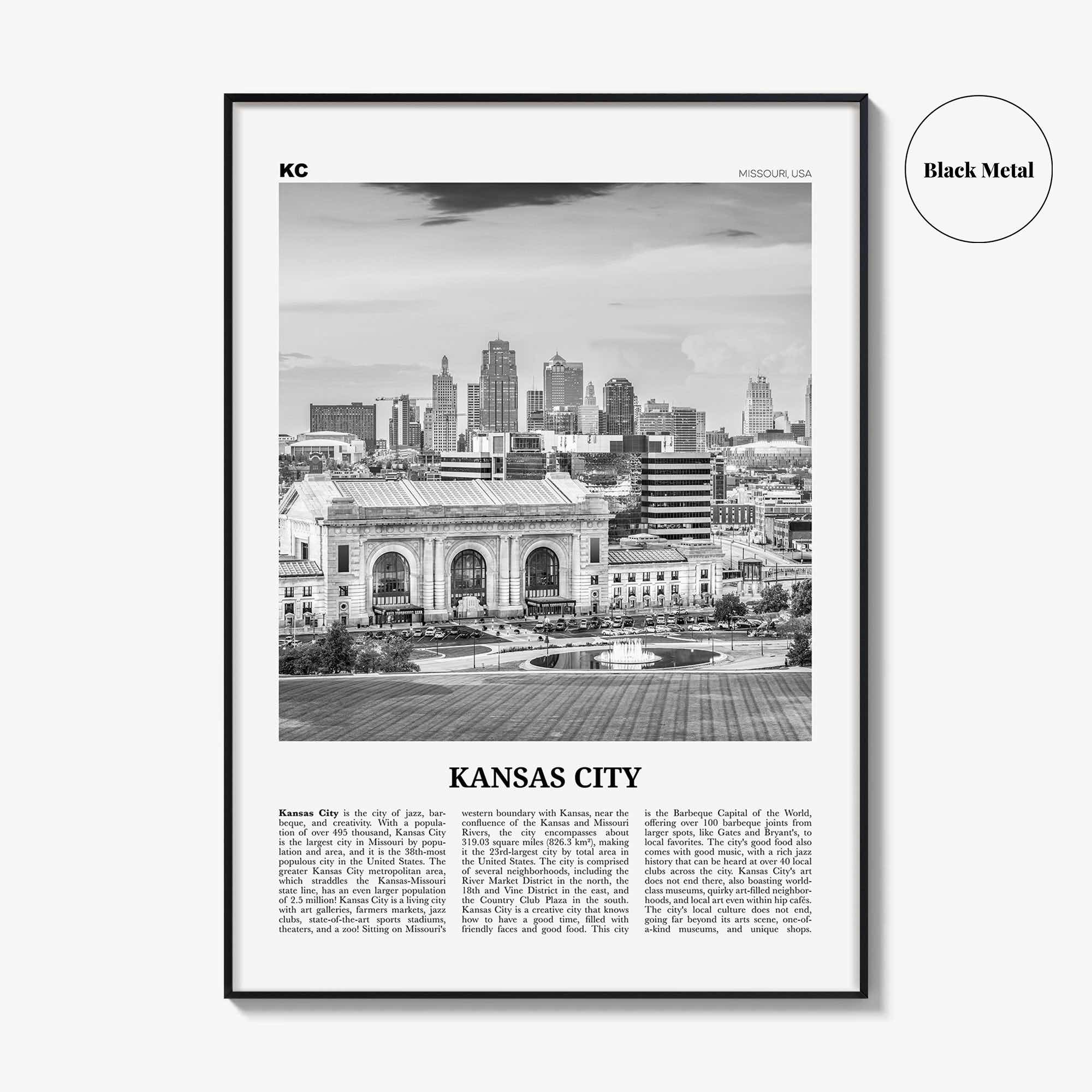 Kansas City Print Black and White No 3, Kansas City Wall Art, Kansas City Poster, Kansas City Photo, Missouri, USA, United States