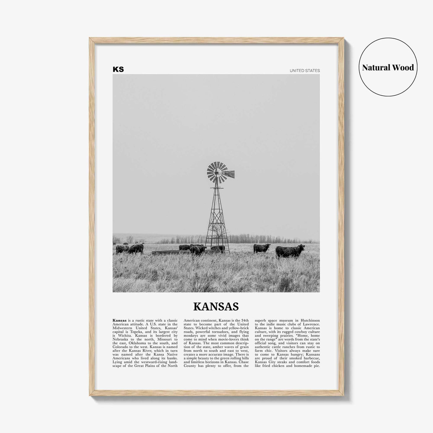 Kansas Print Black and White No 1, Kansas Wall Art, Kansas Poster, Kansas Photo, Kansas Wall Decor, USA, United States, North America