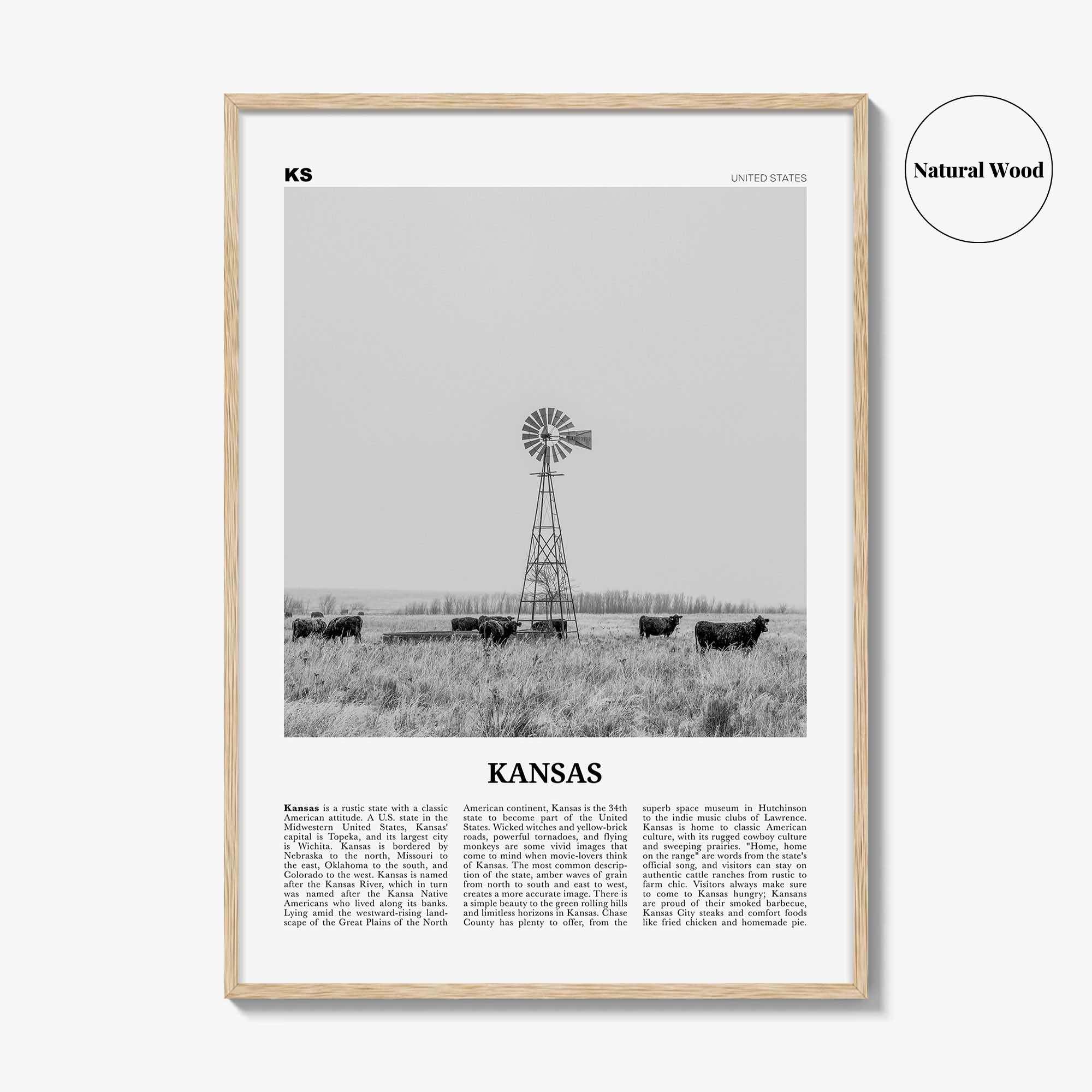 Kansas Print Black and White No 1, Kansas Wall Art, Kansas Poster, Kansas Photo, Kansas Wall Decor, USA, United States, North America