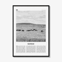 Kansas Print Black and White No 2, Kansas Wall Art, Kansas Poster, Kansas Photo, Kansas Wall Décor, Kansas Map, United States
