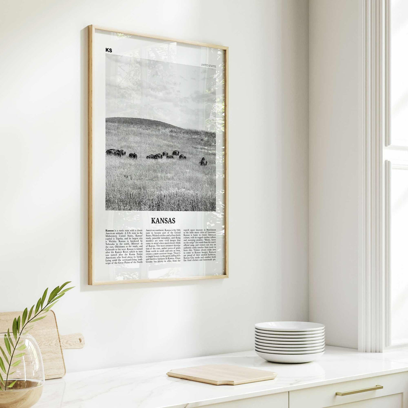 Kansas Print Black and White No 2, Kansas Wall Art, Kansas Poster, Kansas Photo, Kansas Wall Décor, Kansas Map, United States