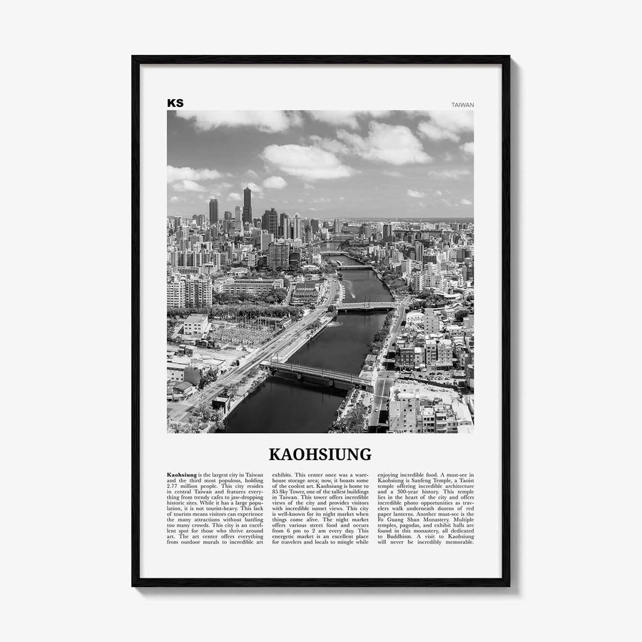 Kaohsiung Print Black and White, Kaohsiung Wall Art, Kaohsiung Poster, Kaohsiung Photo, Kaohsiung Wall Décor, Kaohsiung Map, Taiwan