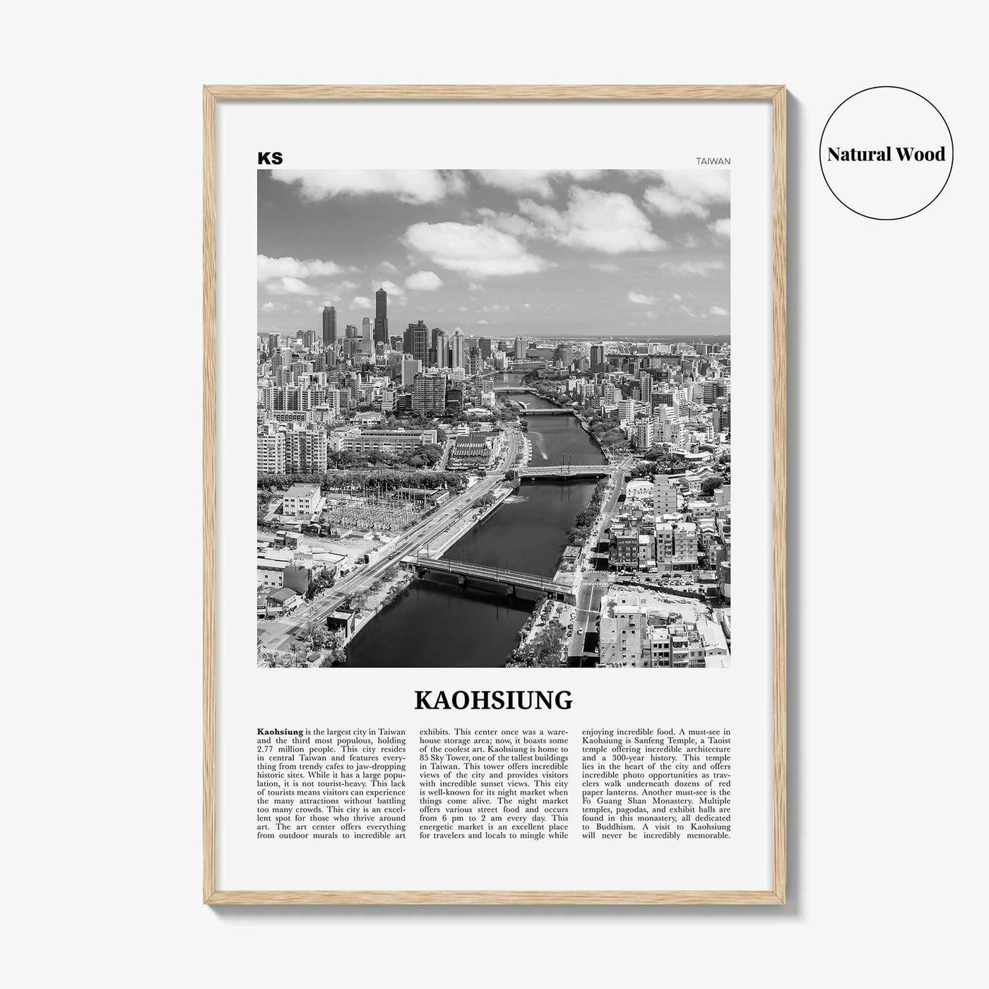 Kaohsiung Print Black and White, Kaohsiung Wall Art, Kaohsiung Poster, Kaohsiung Photo, Kaohsiung Wall Décor, Kaohsiung Map, Taiwan