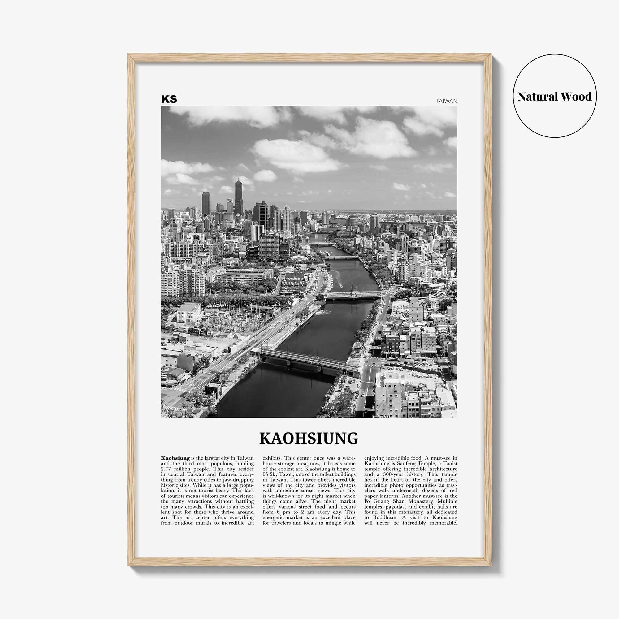 Kaohsiung Print Black and White, Kaohsiung Wall Art, Kaohsiung Poster, Kaohsiung Photo, Kaohsiung Wall Décor, Kaohsiung Map, Taiwan