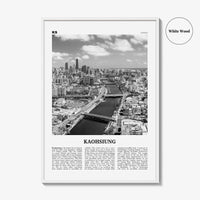 Kaohsiung Print Black and White, Kaohsiung Wall Art, Kaohsiung Poster, Kaohsiung Photo, Kaohsiung Wall Décor, Kaohsiung Map, Taiwan