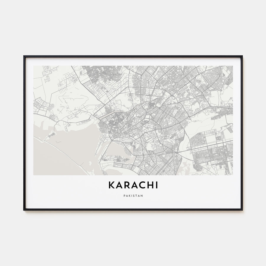 Karachi Map Landscape Poster