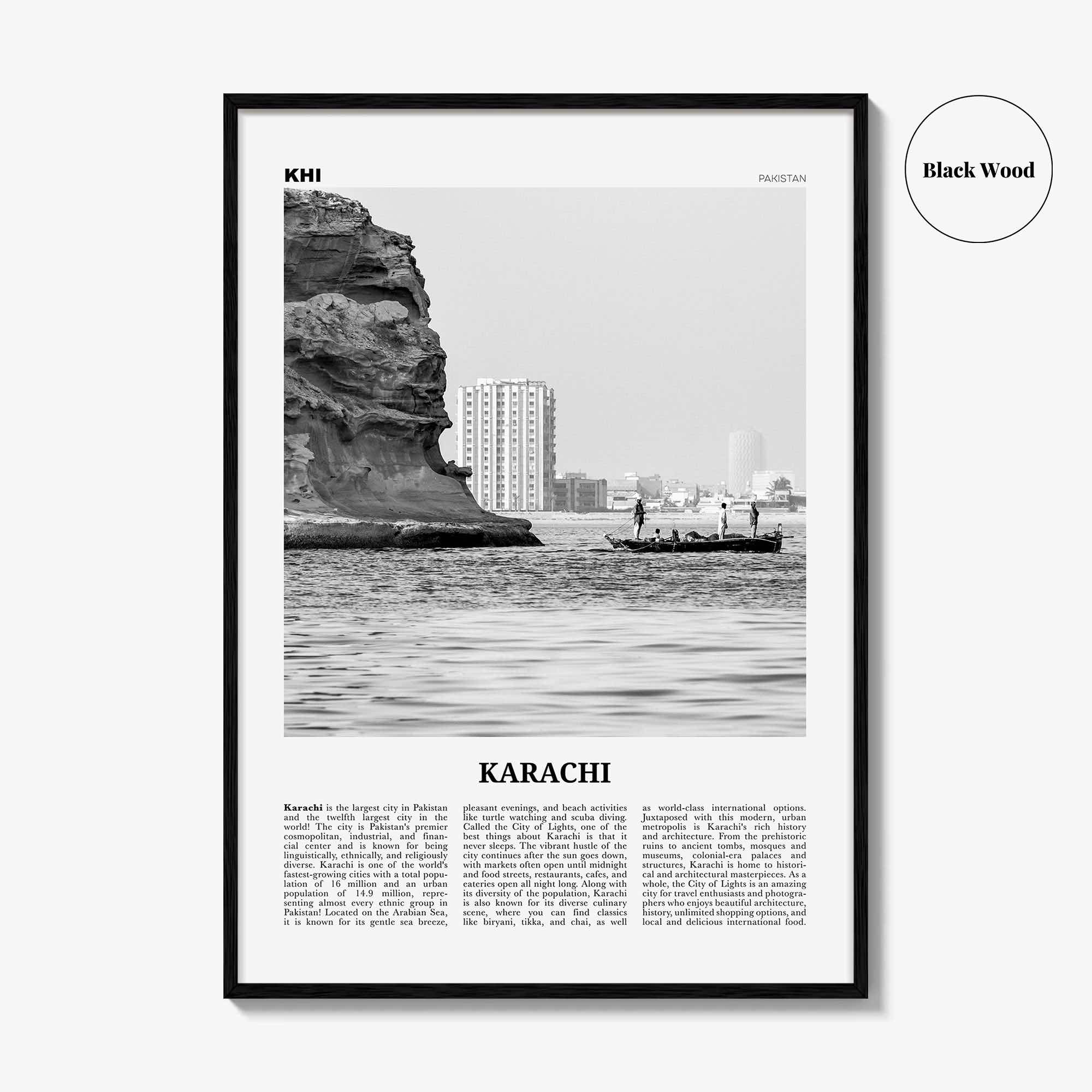 Karachi Print Black and White No 1, Karachi Wall Art, Karachi Poster, Karachi Photo, Karachi Wall Décor, Pakistan, Sindh, کراچی