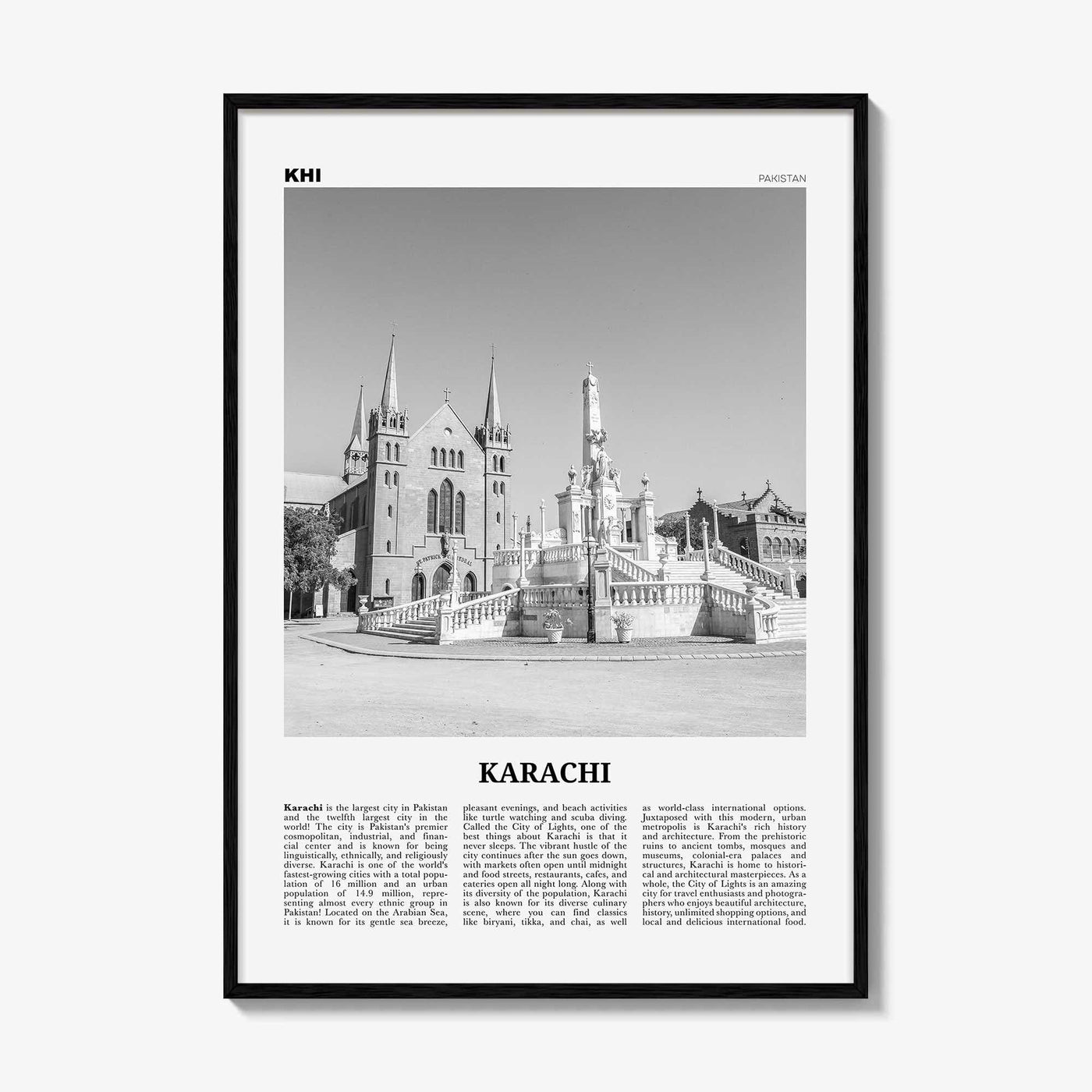 Karachi Print Black and White No 2, Karachi Wall Art, Karachi Poster, Karachi Photo, Karachi Wall Décor, Karachi Map,