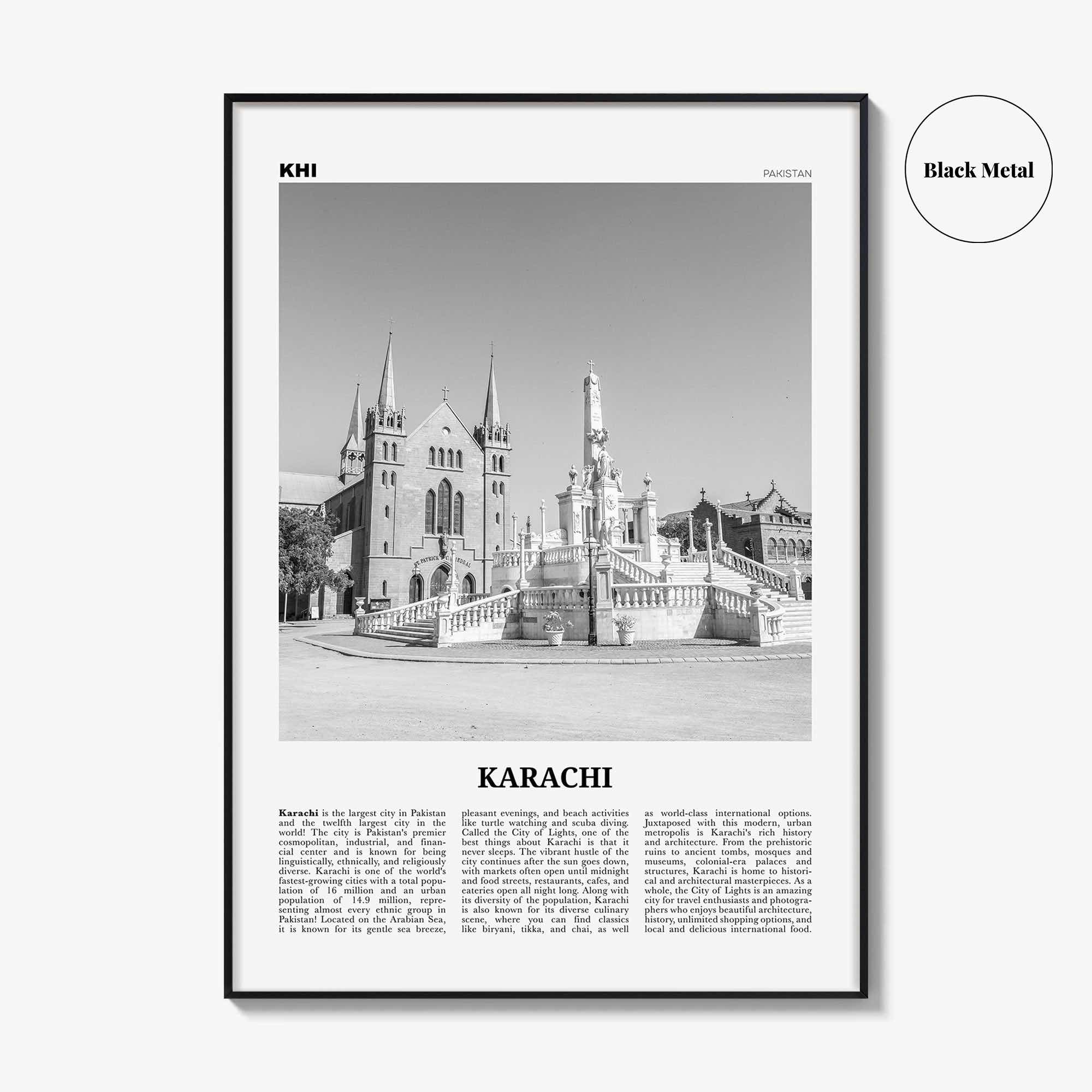 Karachi Print Black and White No 2, Karachi Wall Art, Karachi Poster, Karachi Photo, Karachi Wall Décor, Karachi Map,