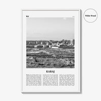 Karaj Print Black and White, Karaj Wall Art, Karaj Poster, Karaj Photo, Karaj Wall Décor, Karaj Map, Iran