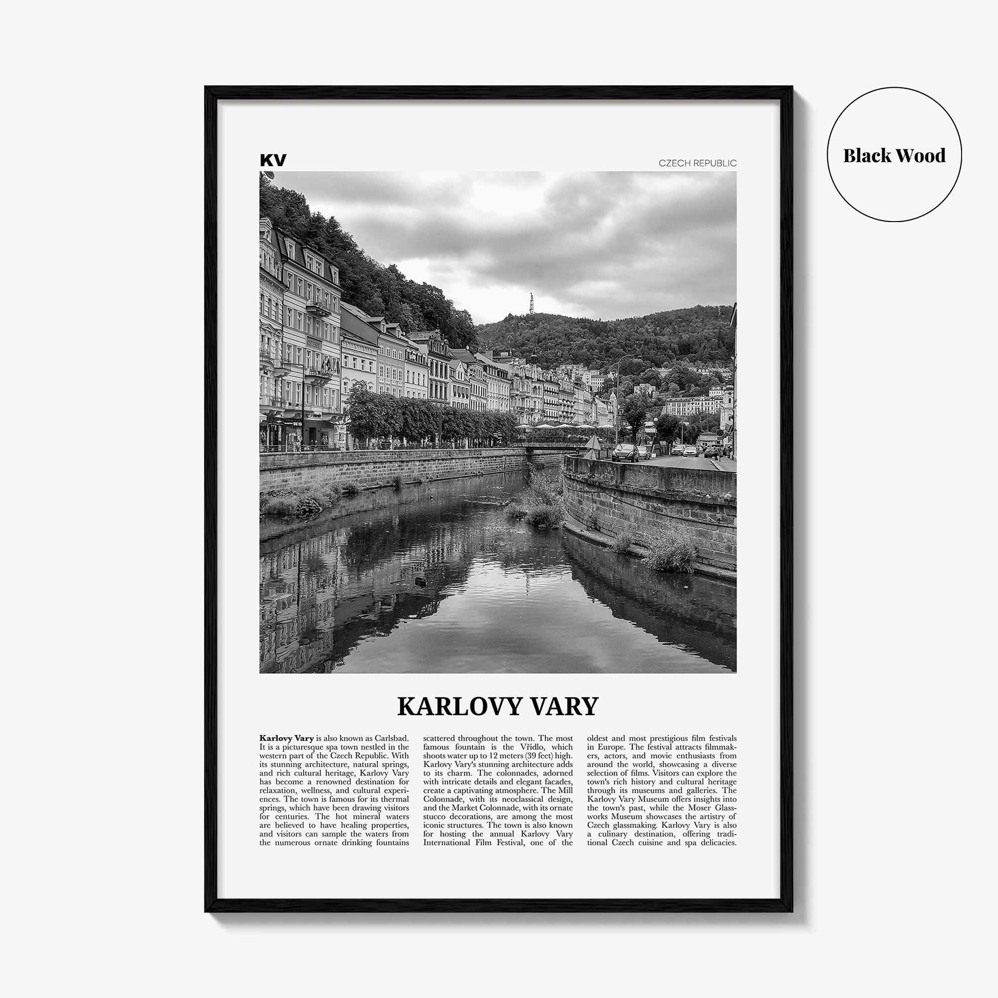Karlovy Vary Print Black and White, Karlovy Vary Wall Art, Karlovy Vary Poster, Karlovy Vary Photo, Karlovy Vary Wall Décor, Czech Republic