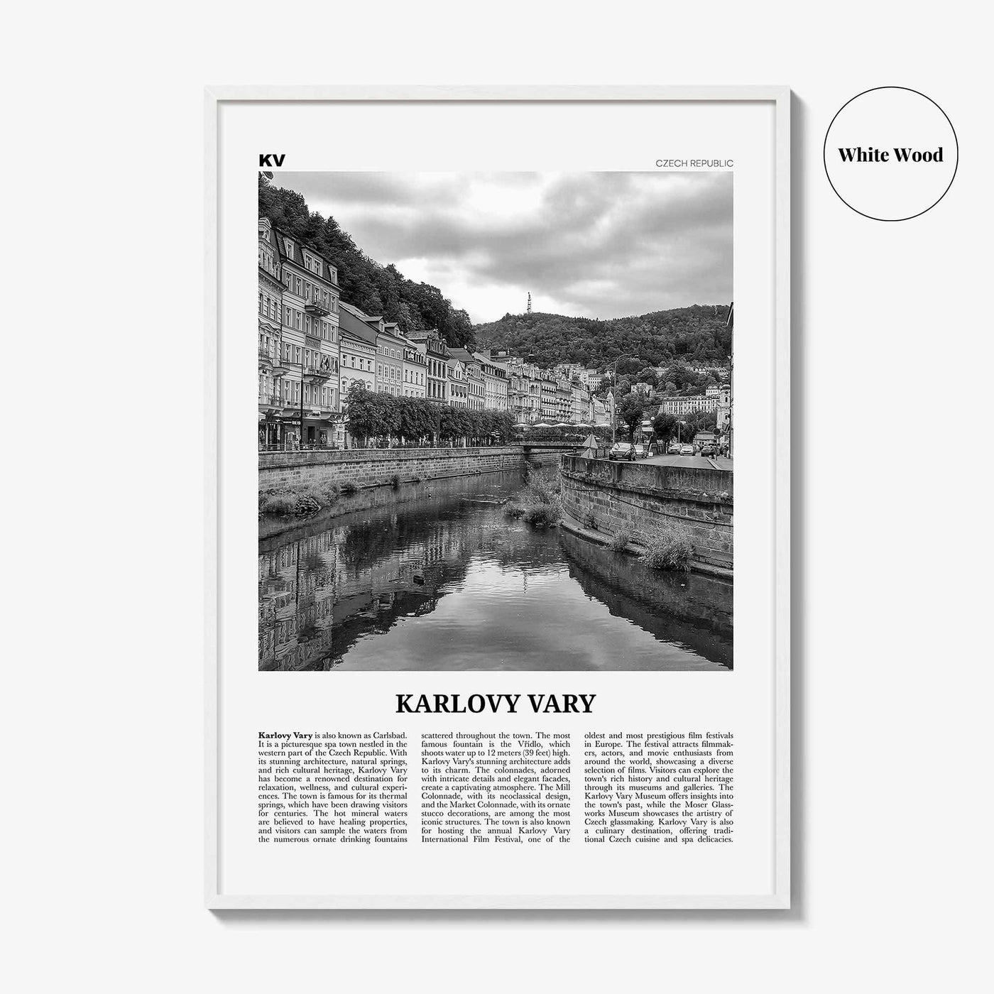 Karlovy Vary Print Black and White, Karlovy Vary Wall Art, Karlovy Vary Poster, Karlovy Vary Photo, Karlovy Vary Wall Décor, Czech Republic