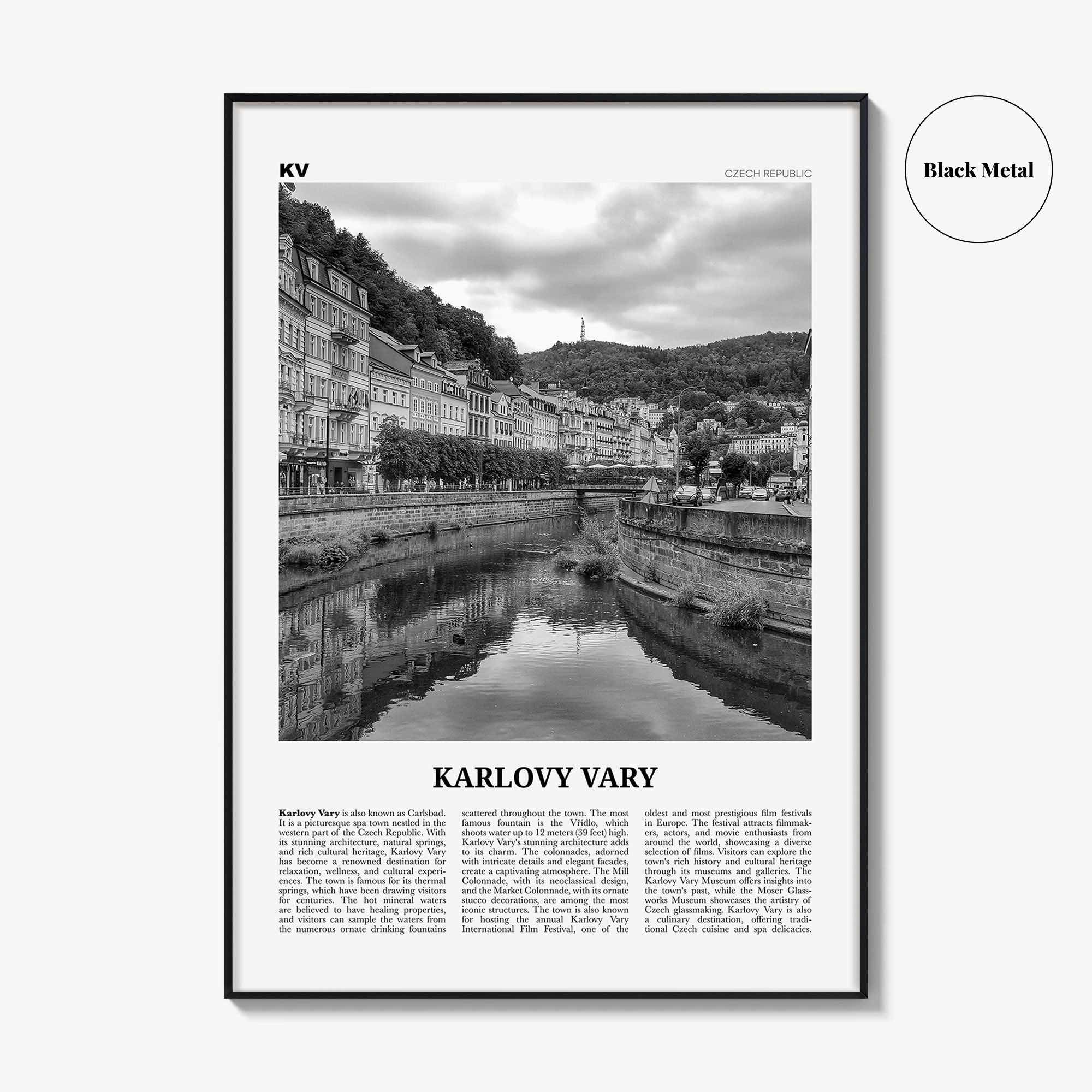 Karlovy Vary Print Black and White, Karlovy Vary Wall Art, Karlovy Vary Poster, Karlovy Vary Photo, Karlovy Vary Wall Décor, Czech Republic