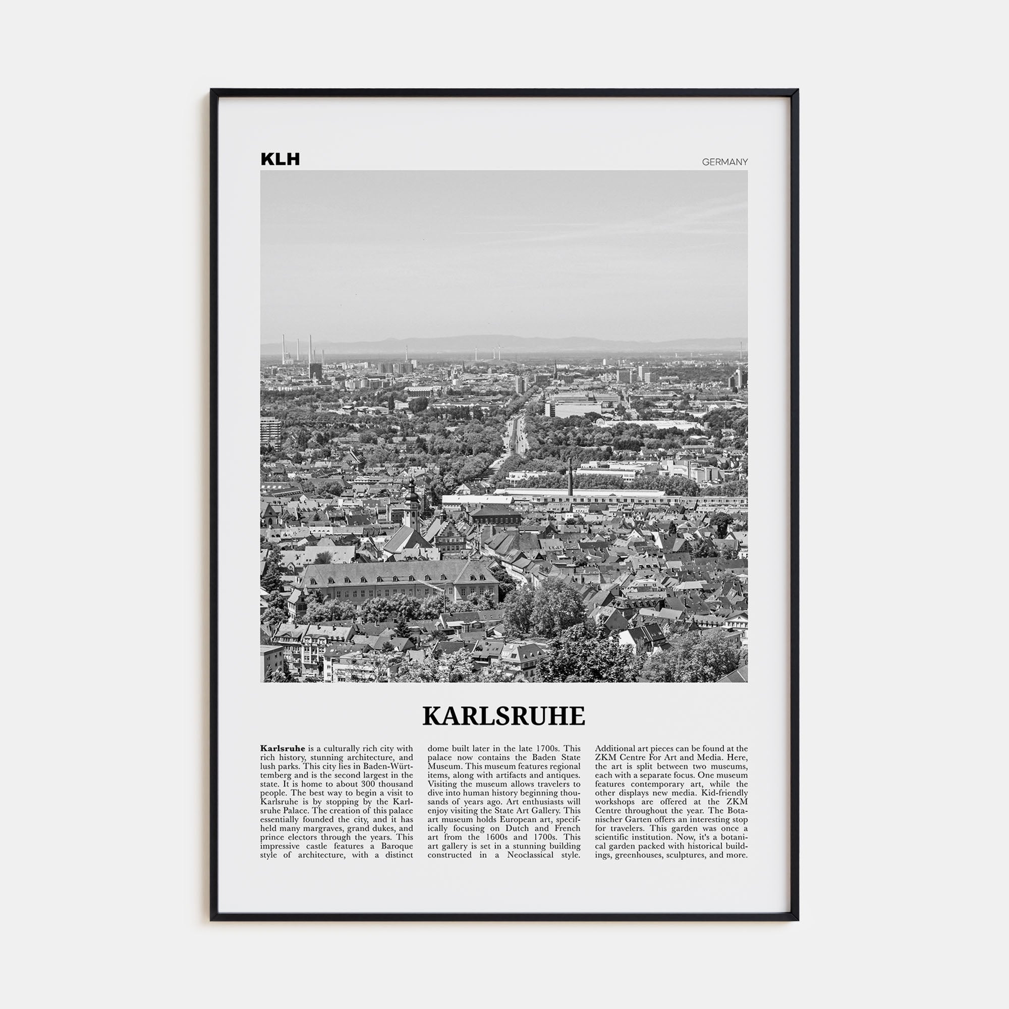 Karlsruhe Travel B&W Poster