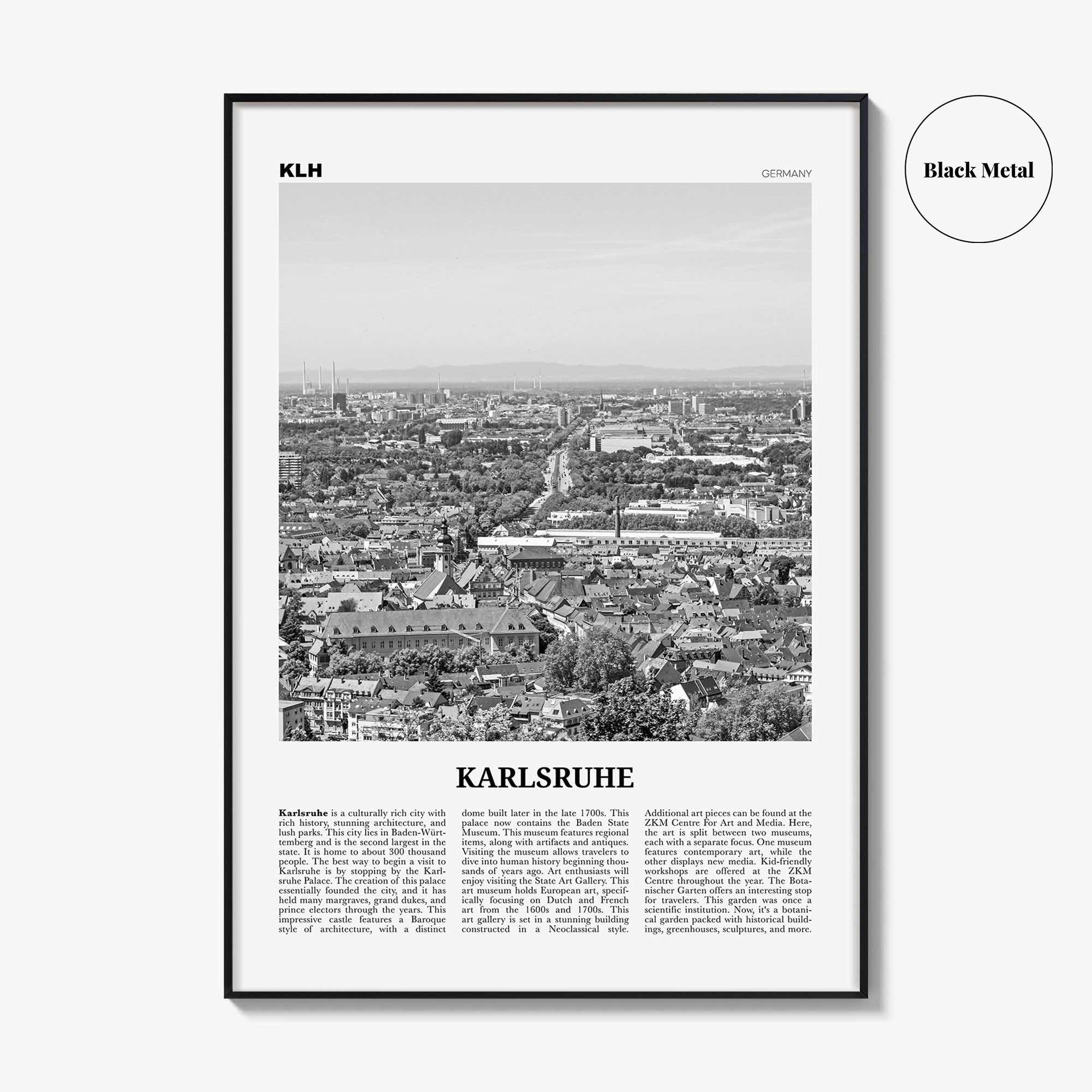 Karlsruhe Print Black and White, Karlsruhe Wall Art, Karlsruhe Poster, Karlsruhe Photo, Karlsruhe Wall Décor, Karlsruhe Map, Germany