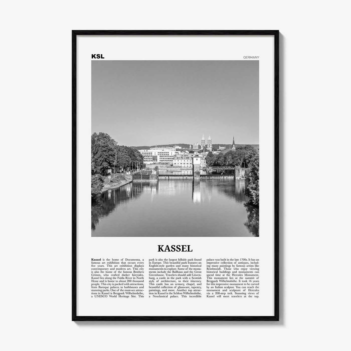 Kassel Print Black and White, Kassel Wall Art, Kassel Poster, Kassel Photo, Kassel Wall Décor, Kassel Map, Germany