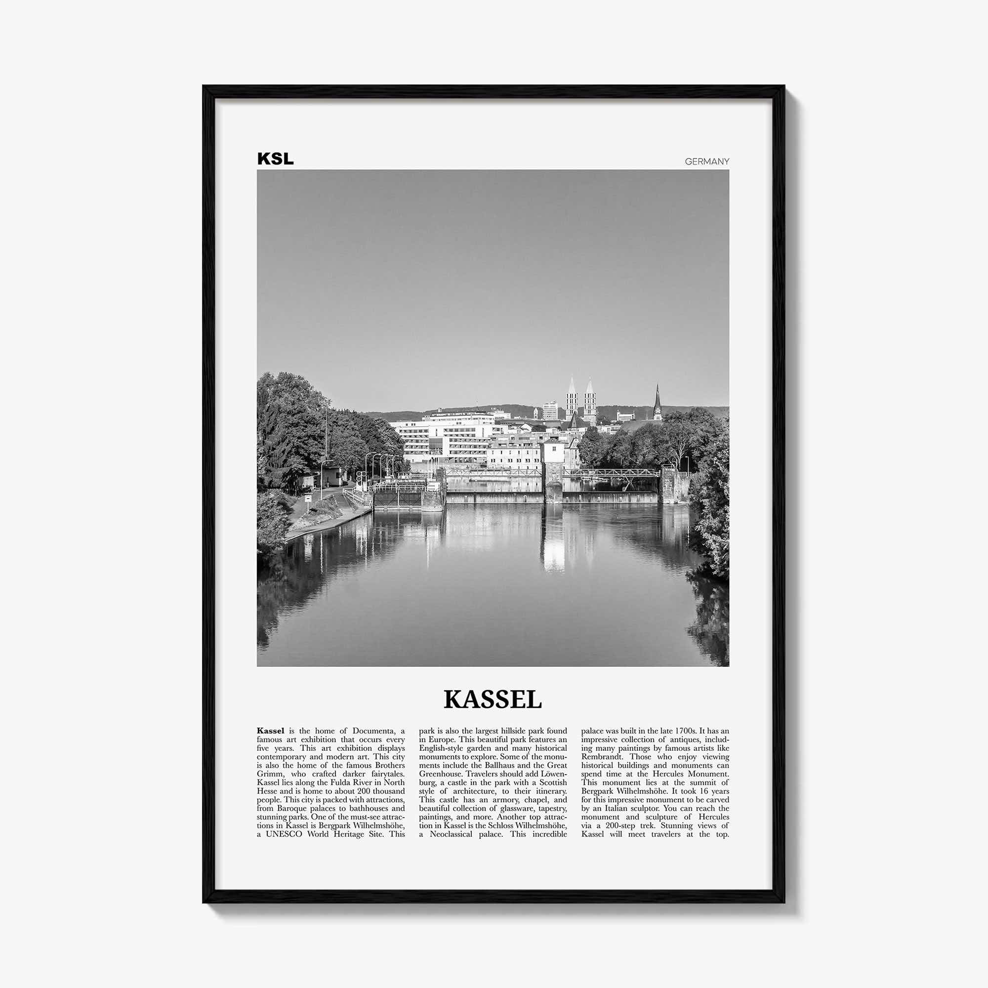 Kassel Print Black and White, Kassel Wall Art, Kassel Poster, Kassel Photo, Kassel Wall Décor, Kassel Map, Germany