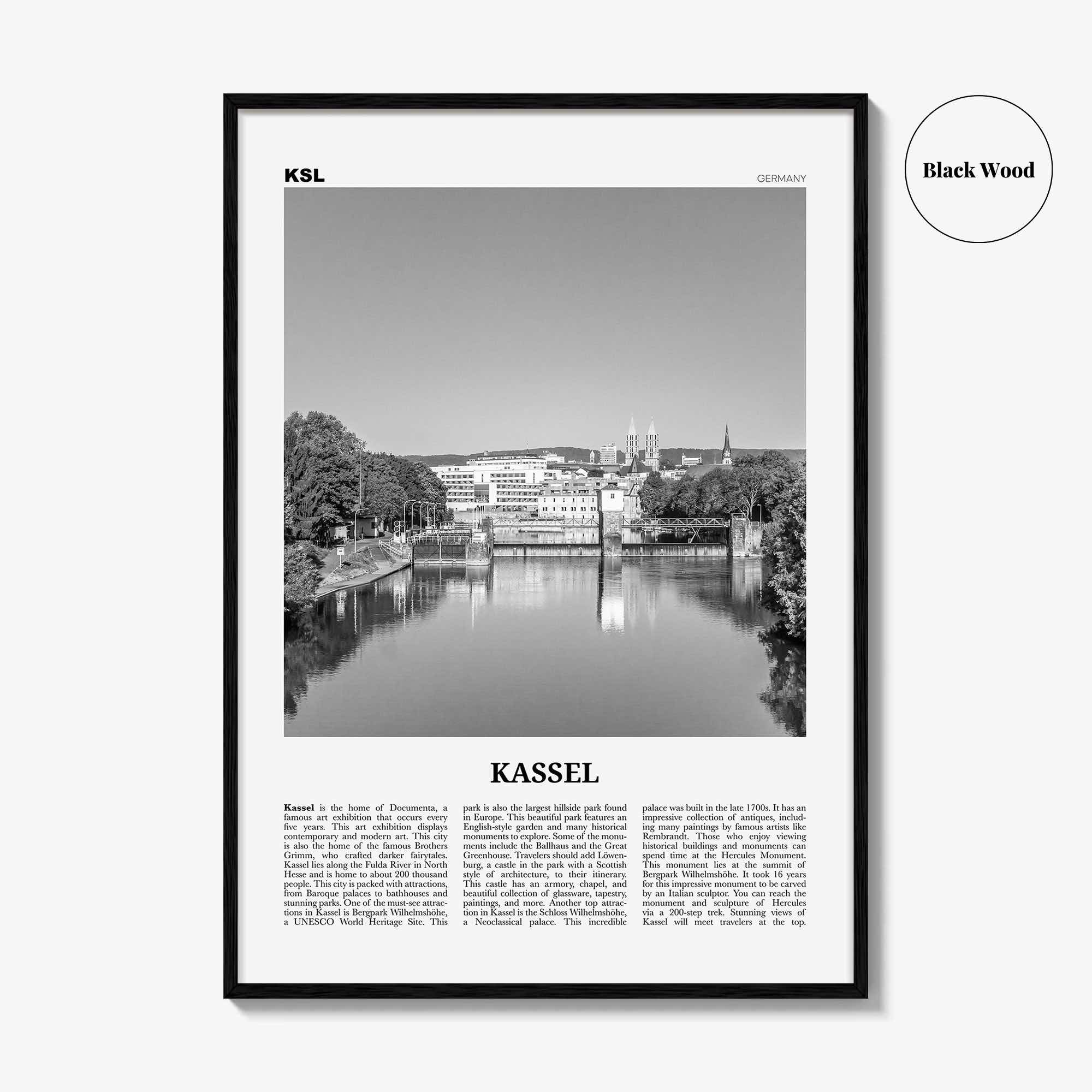 Kassel Print Black and White, Kassel Wall Art, Kassel Poster, Kassel Photo, Kassel Wall Décor, Kassel Map, Germany