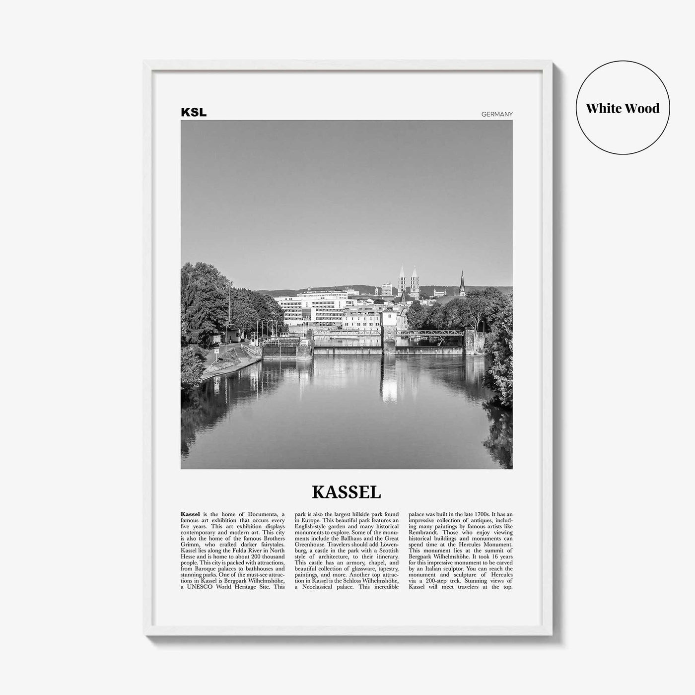 Kassel Print Black and White, Kassel Wall Art, Kassel Poster, Kassel Photo, Kassel Wall Décor, Kassel Map, Germany