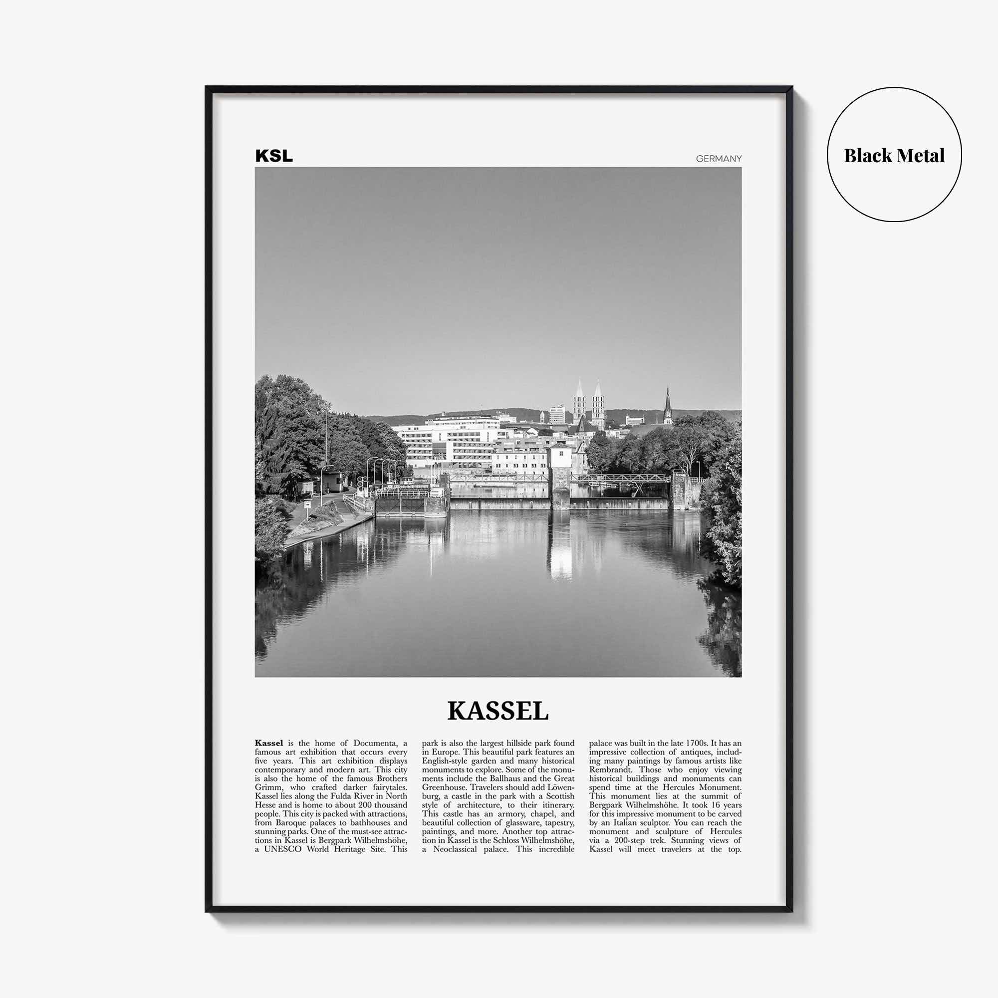 Kassel Print Black and White, Kassel Wall Art, Kassel Poster, Kassel Photo, Kassel Wall Décor, Kassel Map, Germany