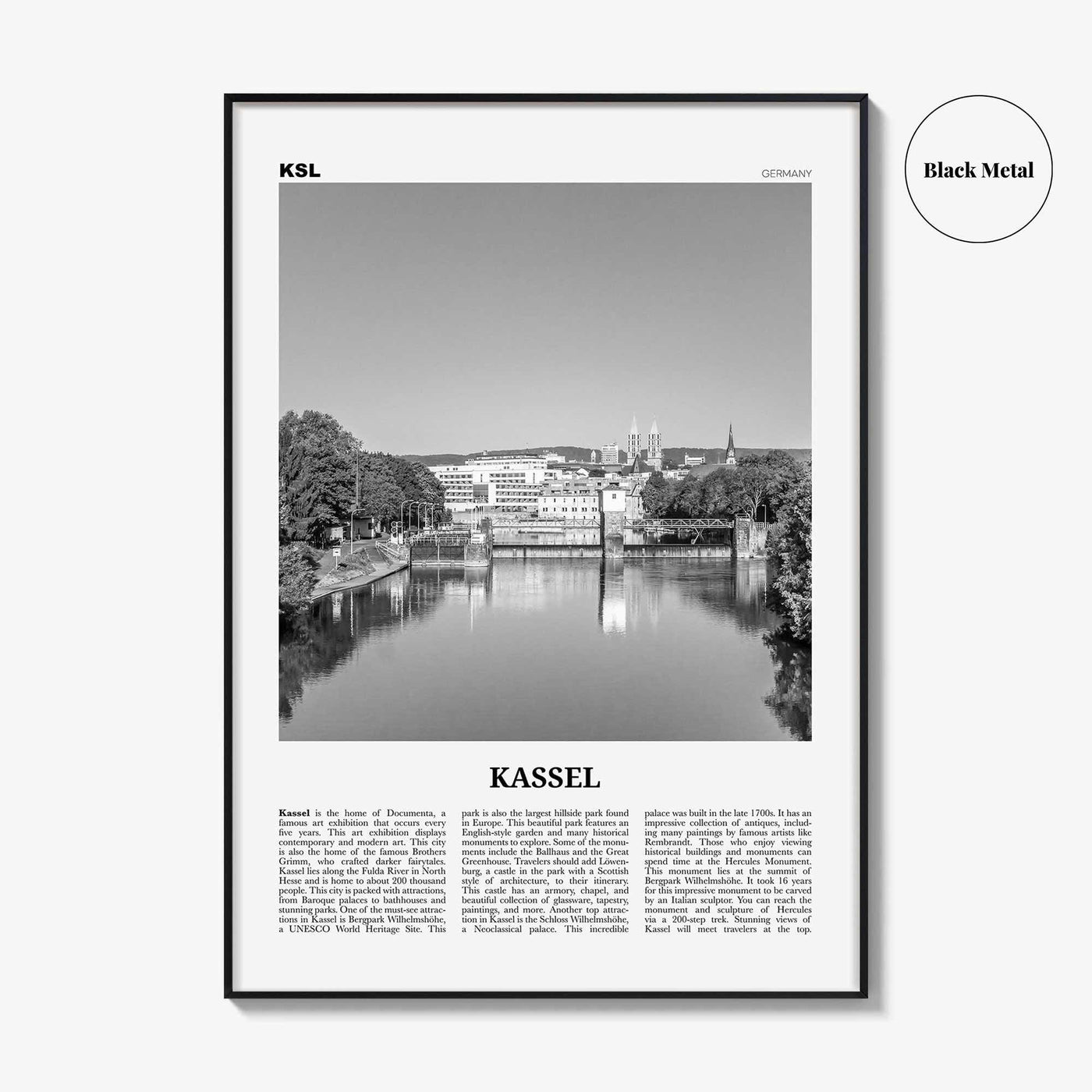 Kassel Print Black and White, Kassel Wall Art, Kassel Poster, Kassel Photo, Kassel Wall Décor, Kassel Map, Germany