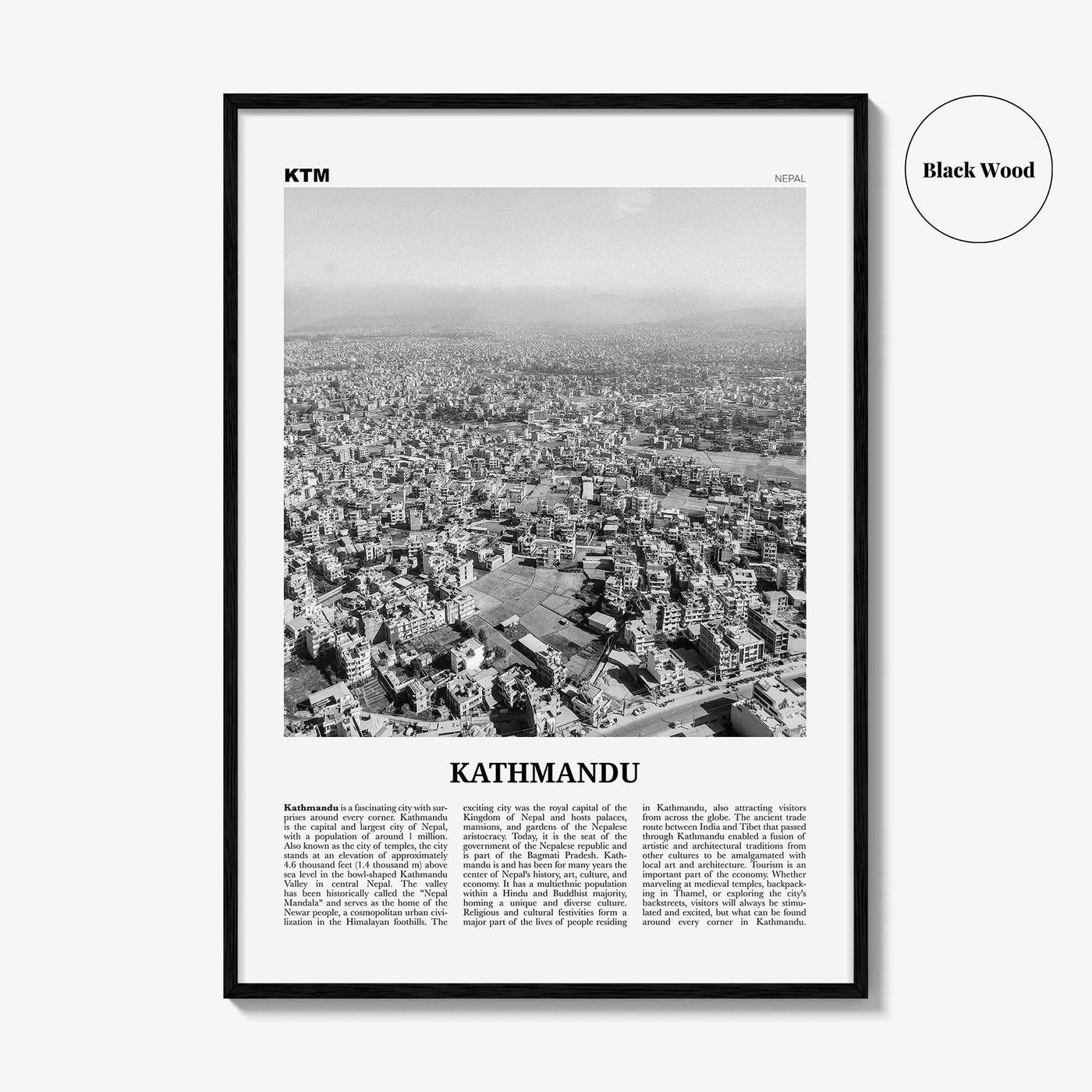 Kathmandu Print Black and White, Kathmandu Wall Art, Kathmandu Poster, Kathmandu Photo, Kathmandu Wall Decor, Nepal, Kastamandap, Asia