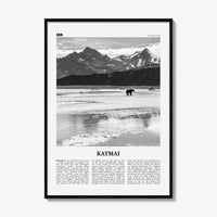 Katmai National Park Print Black and White, Katmai Wall Art, Katmai Poster, Katmai Photo, Katmai Wall Décor, Katmai Map, Alaska, USA