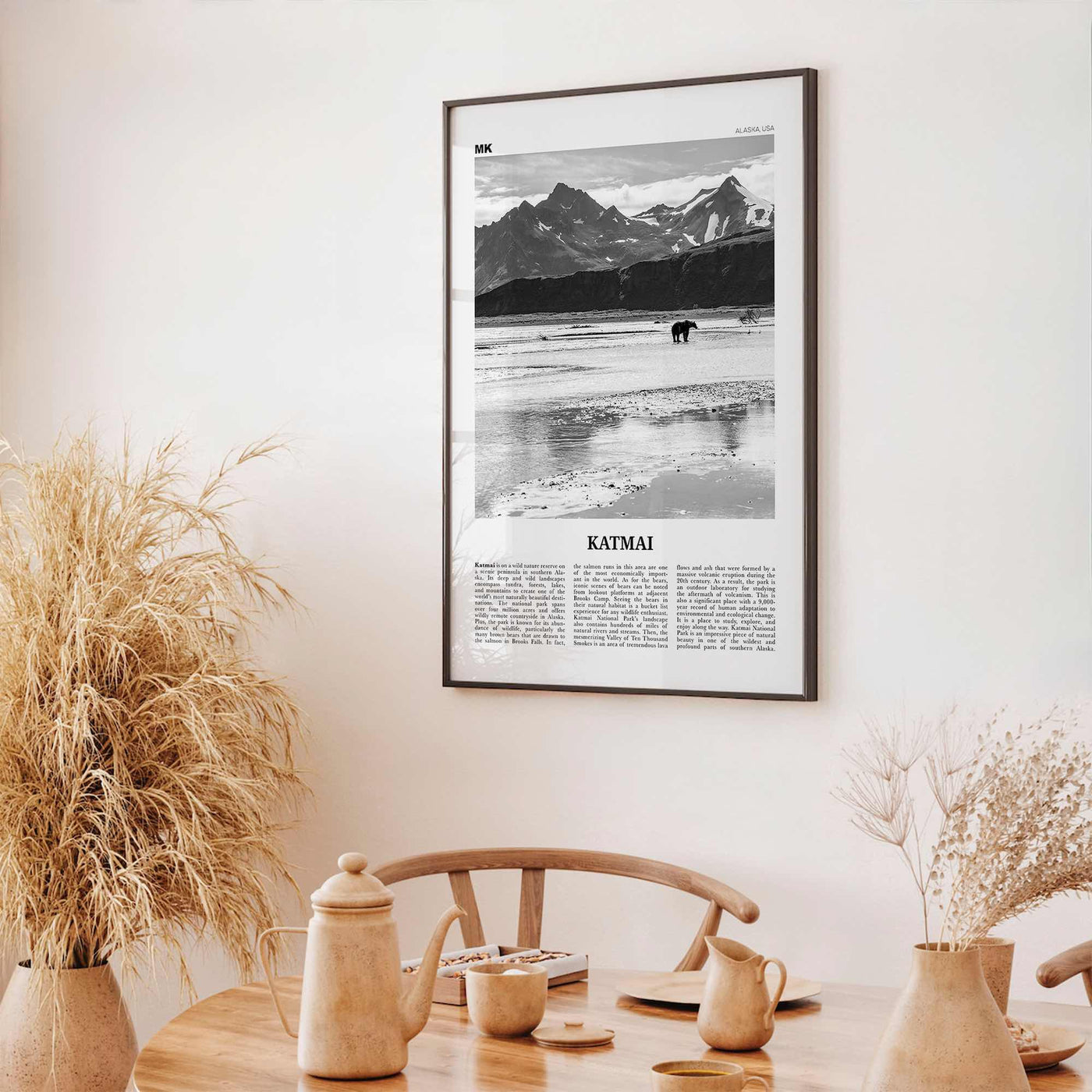 Katmai National Park Print Black and White, Katmai Wall Art, Katmai Poster, Katmai Photo, Katmai Wall Décor, Katmai Map, Alaska, USA