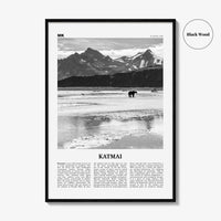 Katmai National Park Print Black and White, Katmai Wall Art, Katmai Poster, Katmai Photo, Katmai Wall Décor, Katmai Map, Alaska, USA