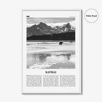 Katmai National Park Print Black and White, Katmai Wall Art, Katmai Poster, Katmai Photo, Katmai Wall Décor, Katmai Map, Alaska, USA