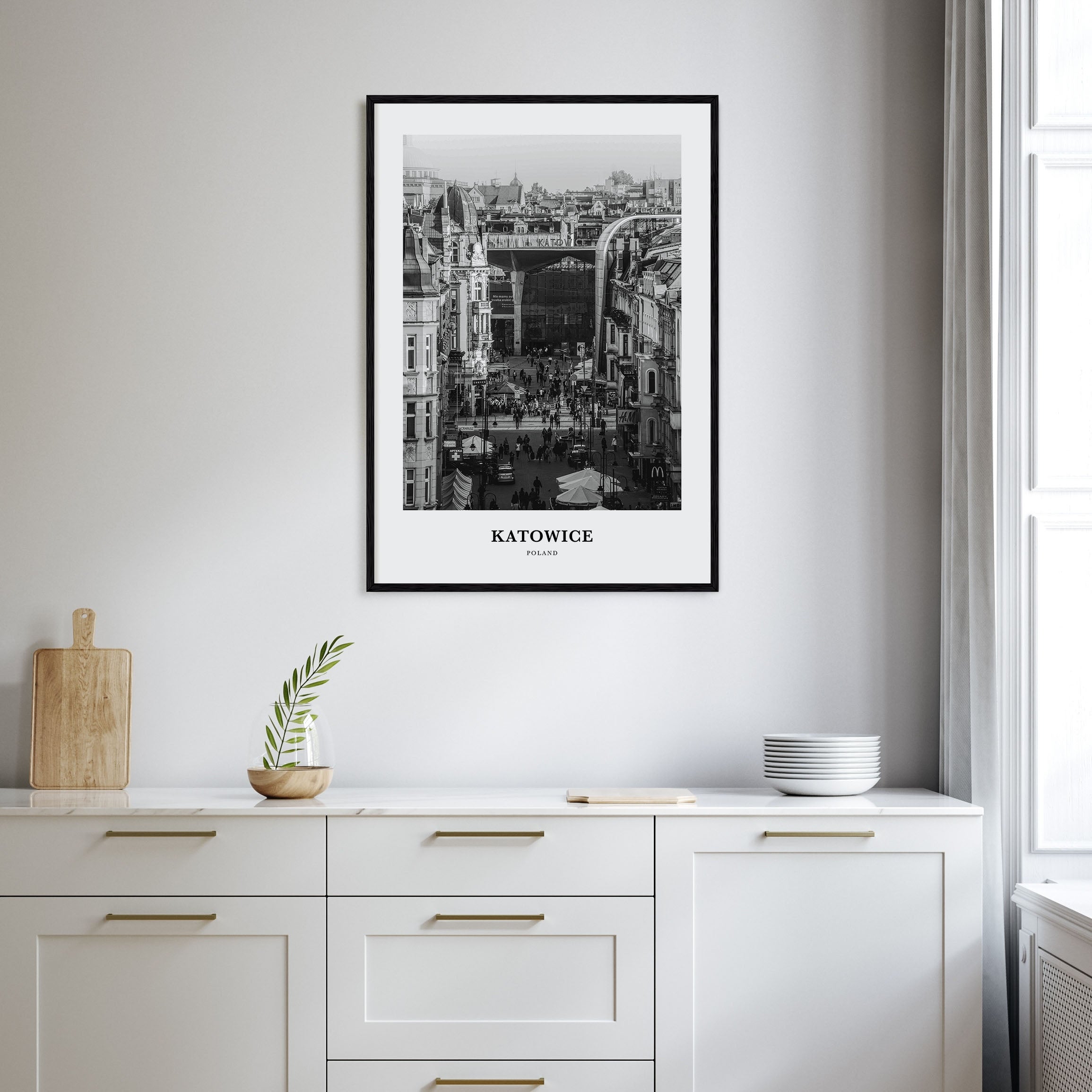 Katowice Portrait B&W Poster