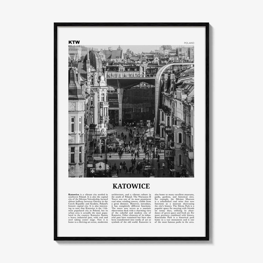 Katowice Print Black and White, Katowice Wall Art, Katowice Poster, Katowice Photo, Katowice Wall Décor, Katowice Map, Poland